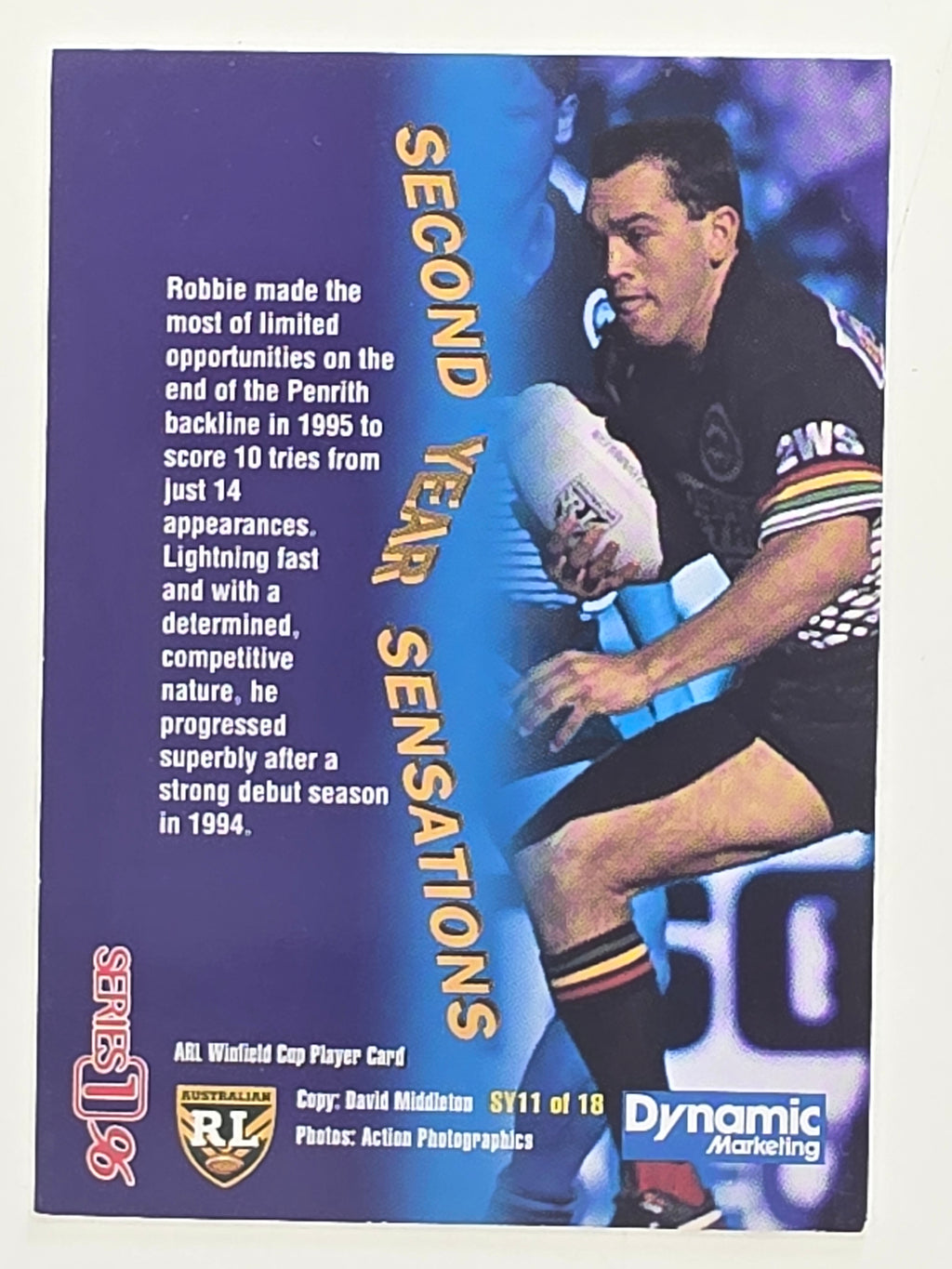 NRL 1996 Dynamic Series 1 Base Card #SY11 Robbie Beckett Penrith Panthers