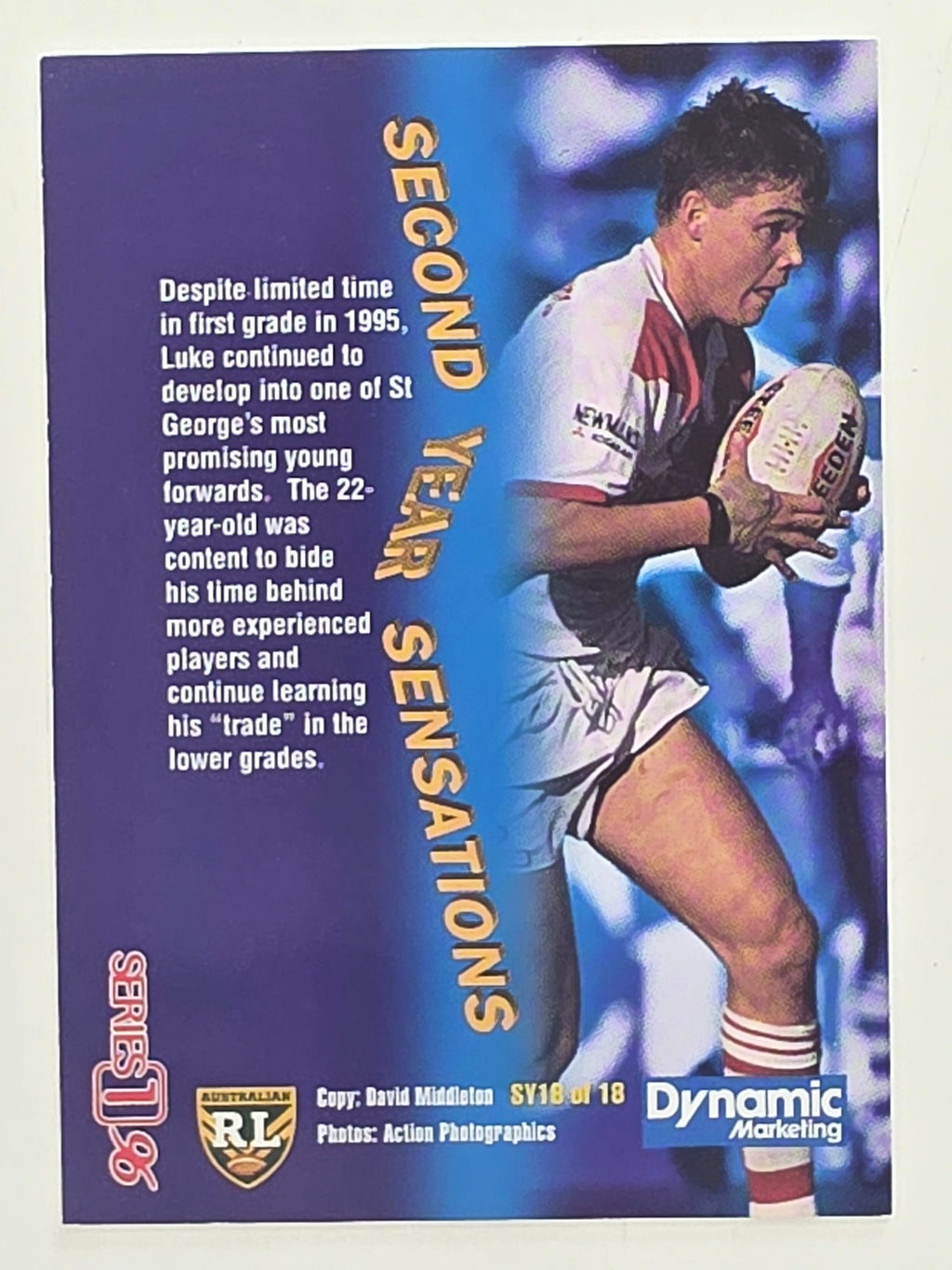 NRL 1996 Dynamic Series 1 Base Card #SY18 Luke Felsch St George Dragons