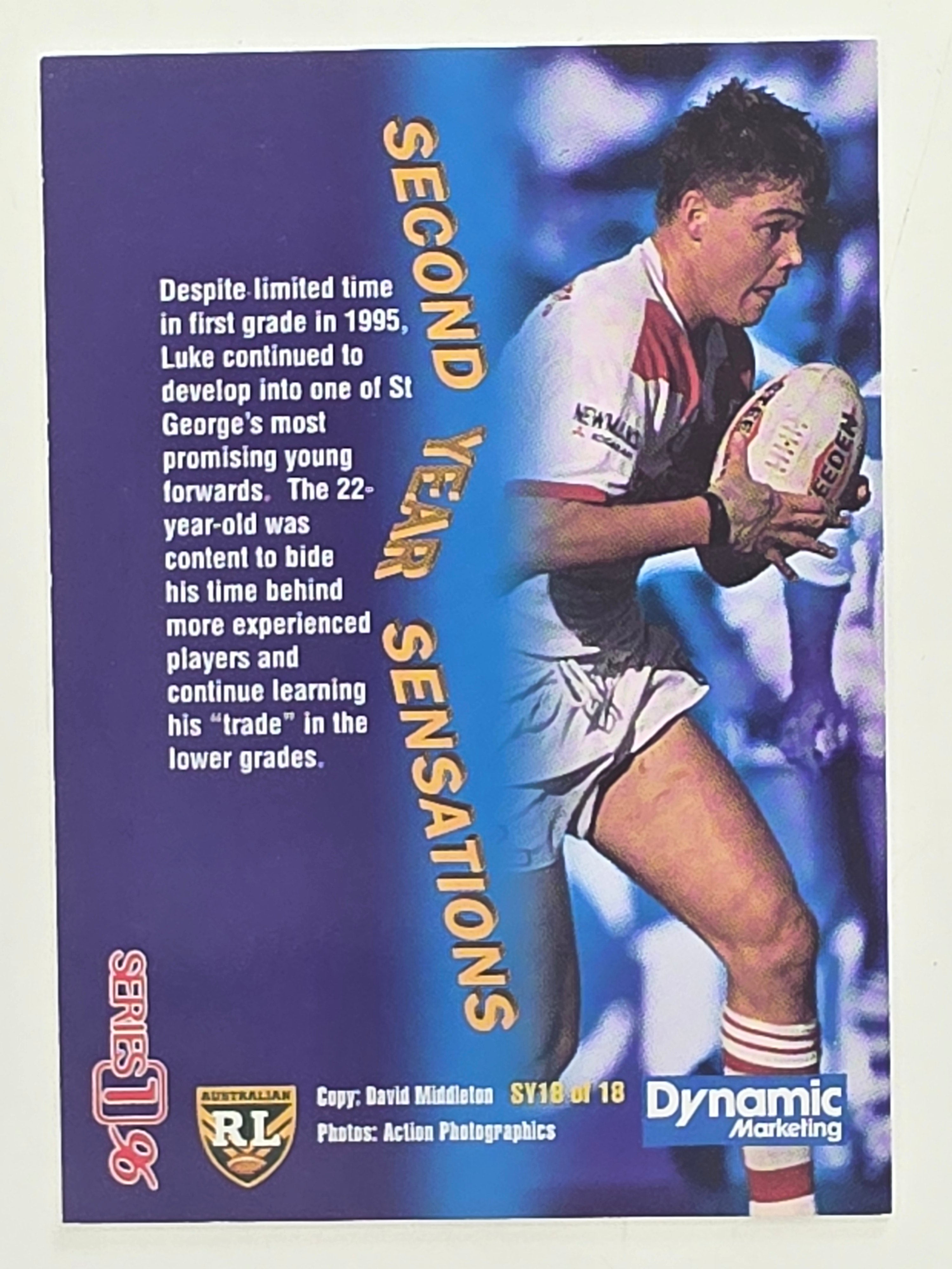 NRL 1996 Dynamic Series 1 Base Card #SY18 Luke Felsch St George Dragons