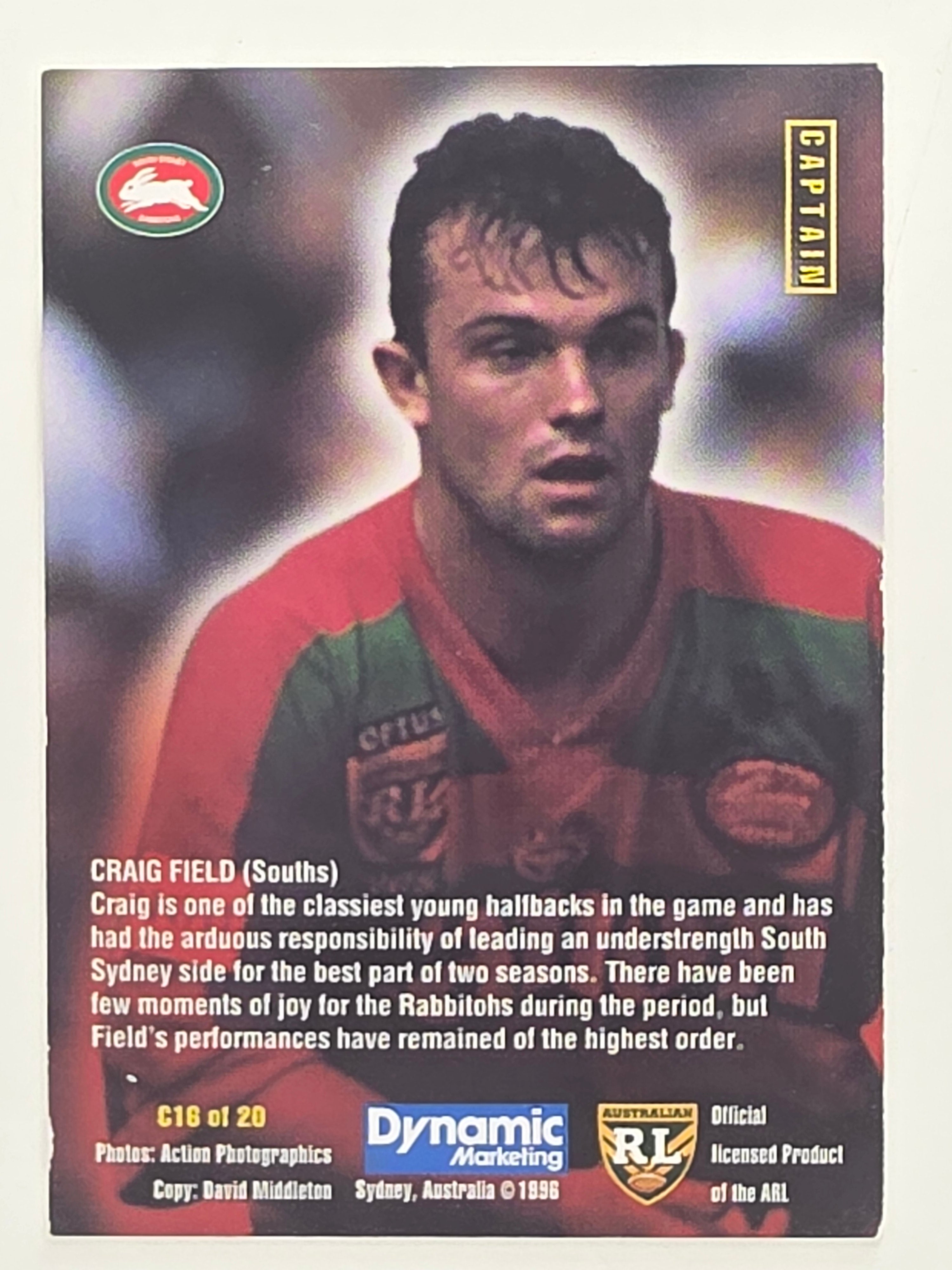 NRL 1996 Dynamic Series 1 Base Card #C16 Craig Field South Sydney Rabbitohs