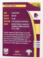 NRL 2022 Traders #005 Tyson Gamble Brisbane Broncos