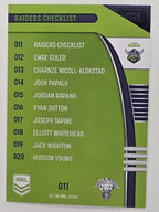 NRL 2022 Traders #011 Checklist Canberra Raiders
