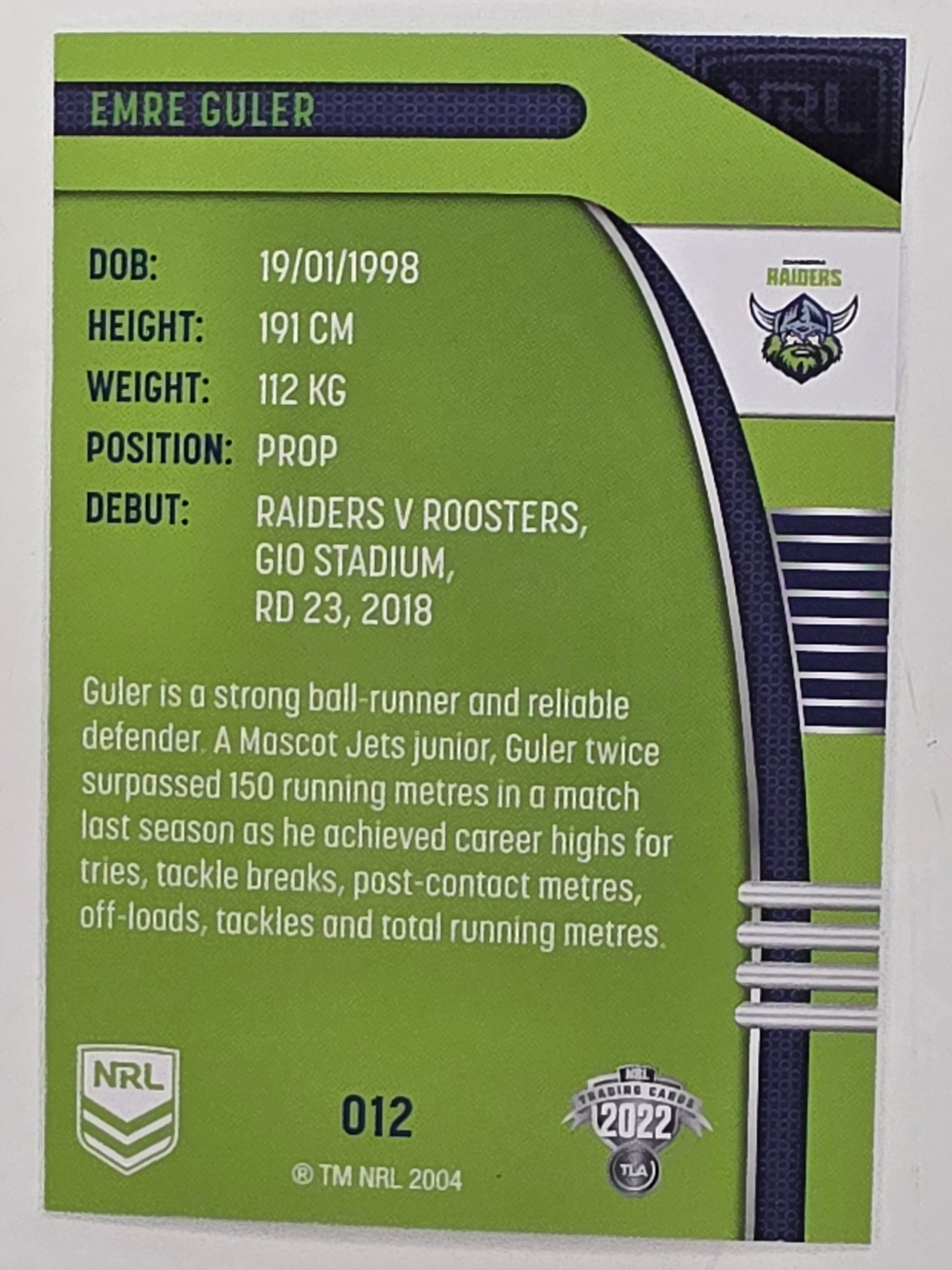 NRL 2022 Traders #012 Emre Guler Canberra Raiders