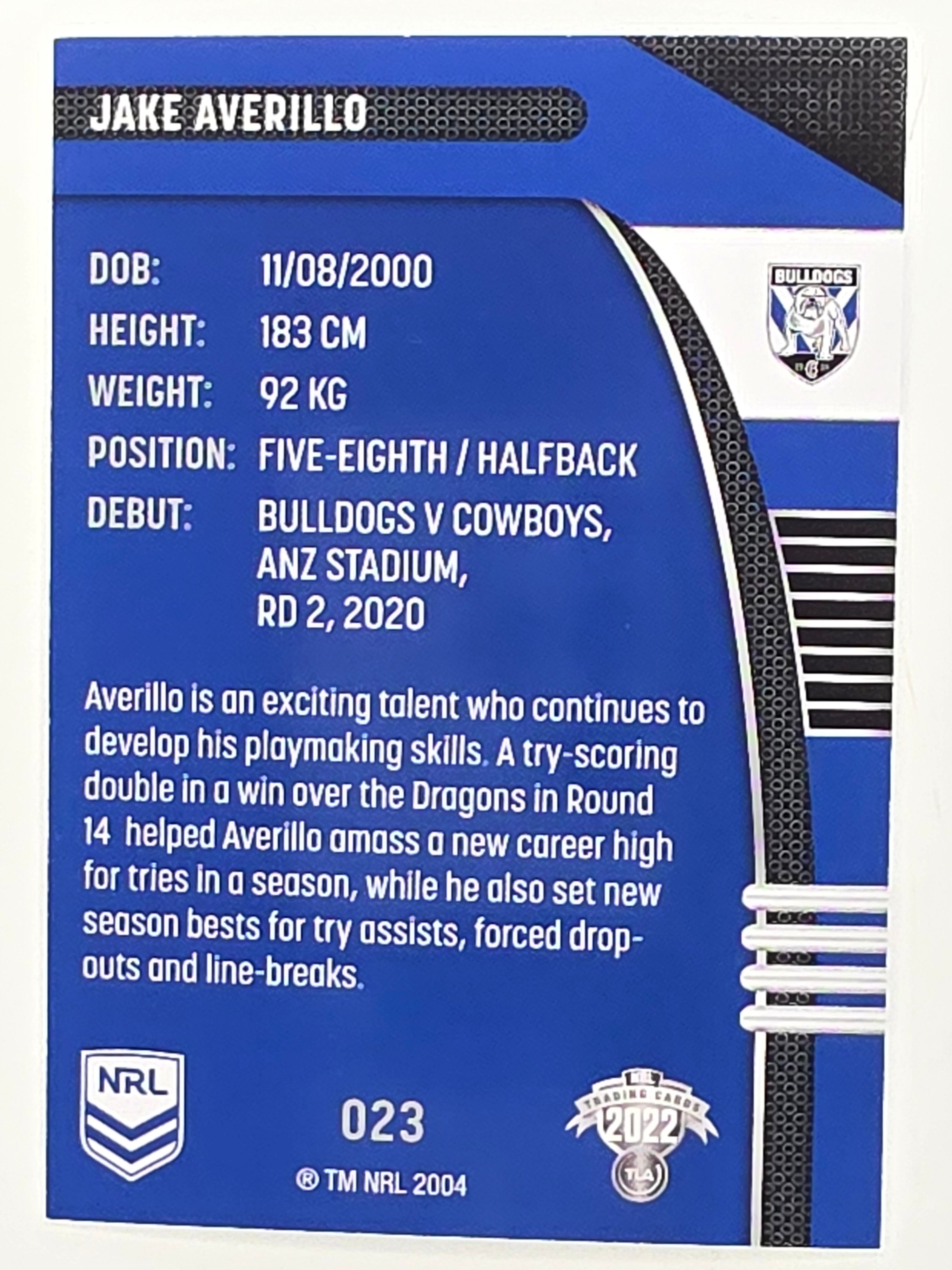 NRL 2022 Traders #023 Jake Averillo Canterbury Bankstown Bulldogs