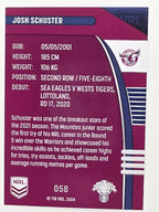 NRL 2022 Traders #058 Josh Schuster Manly Warringah Sea Eagles