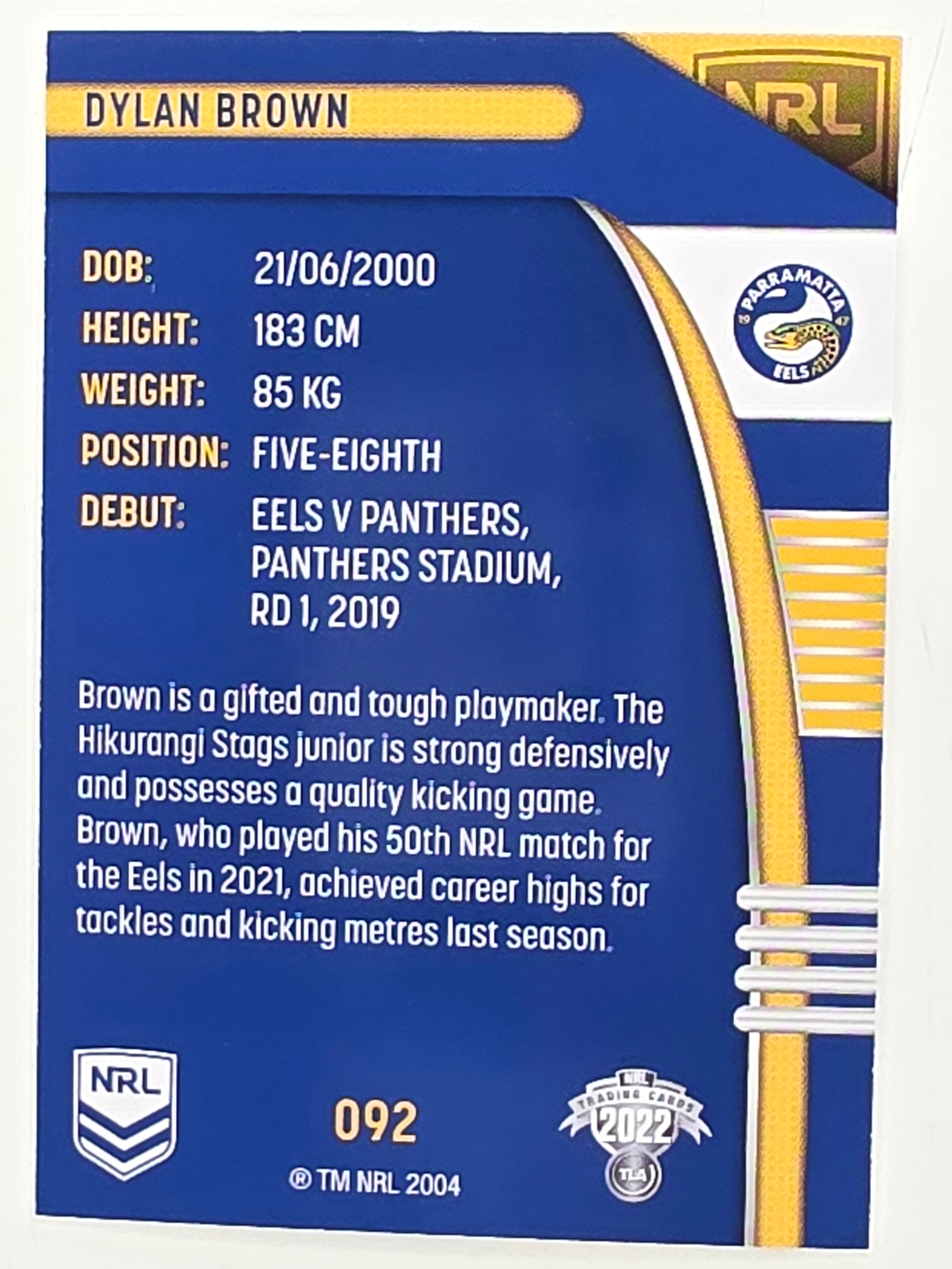NRL 2022 Traders #092 Dylan Brown Parramatta Eels