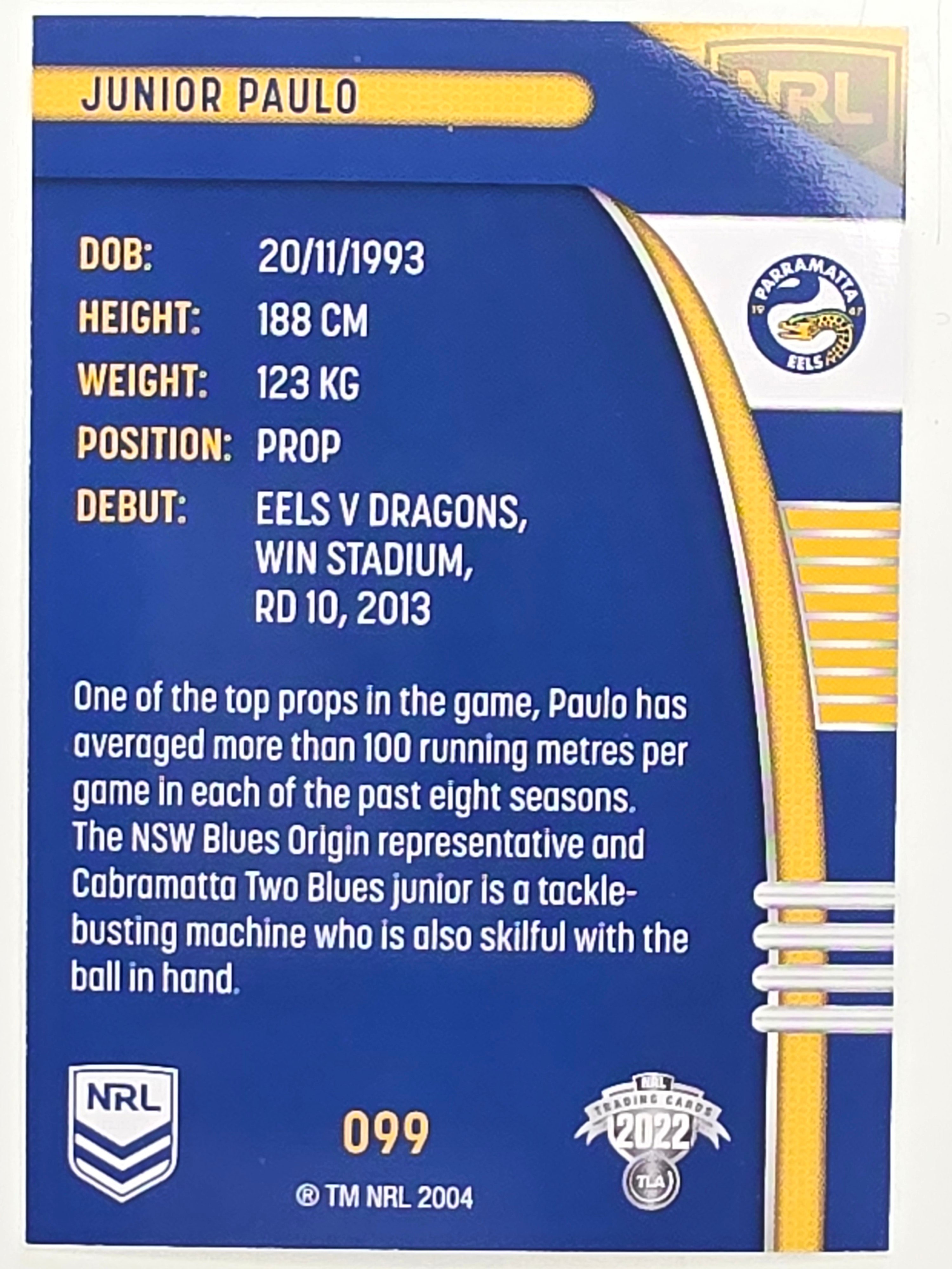 NRL 2022 Traders #099 Junior Paulo Parramatta Eels
