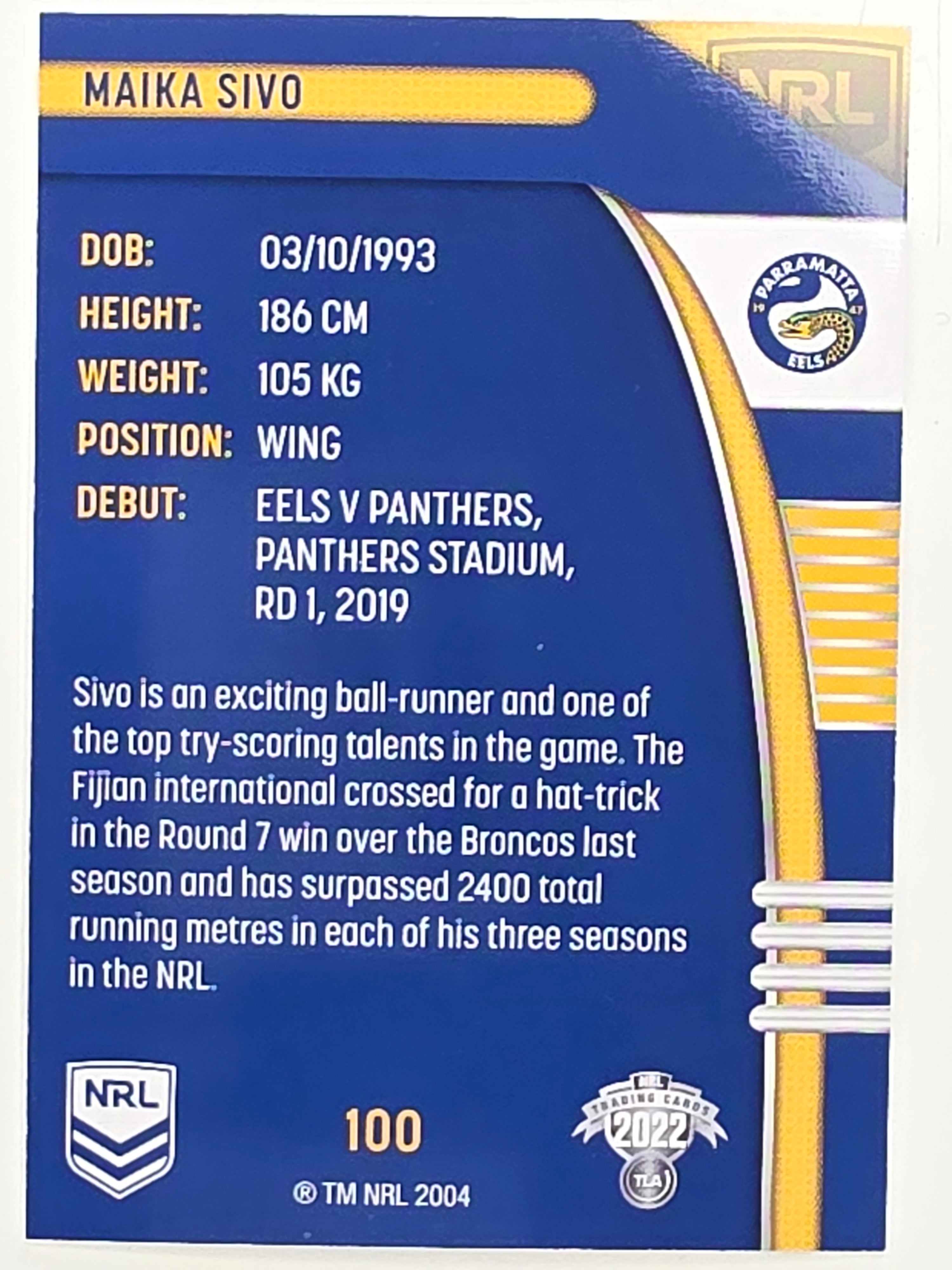 NRL 2022 Traders #100 Maika Sivo Parramatta Eels