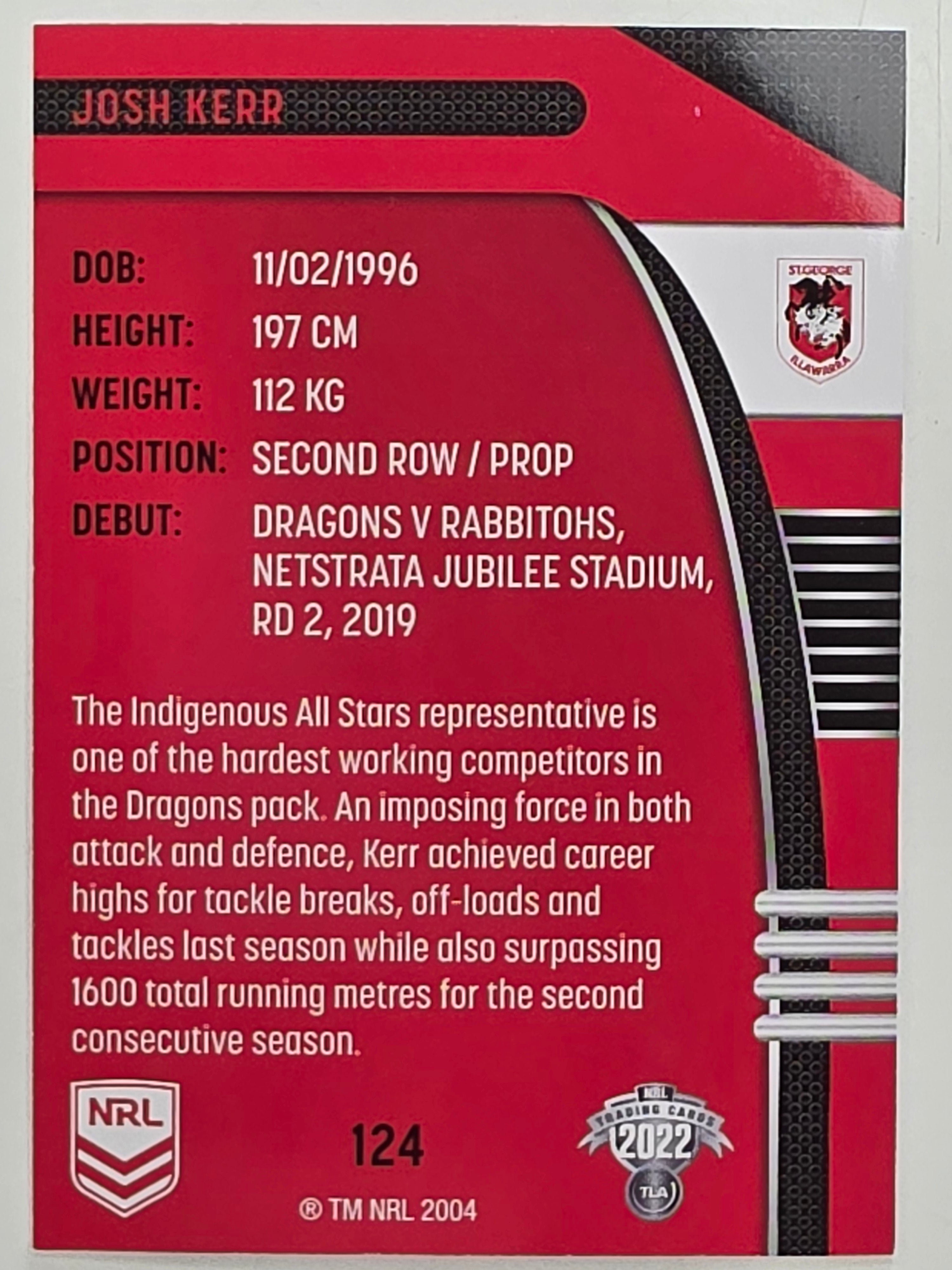 NRL 2022 Traders #124 Josh Kerr St George Illawarra Dragons