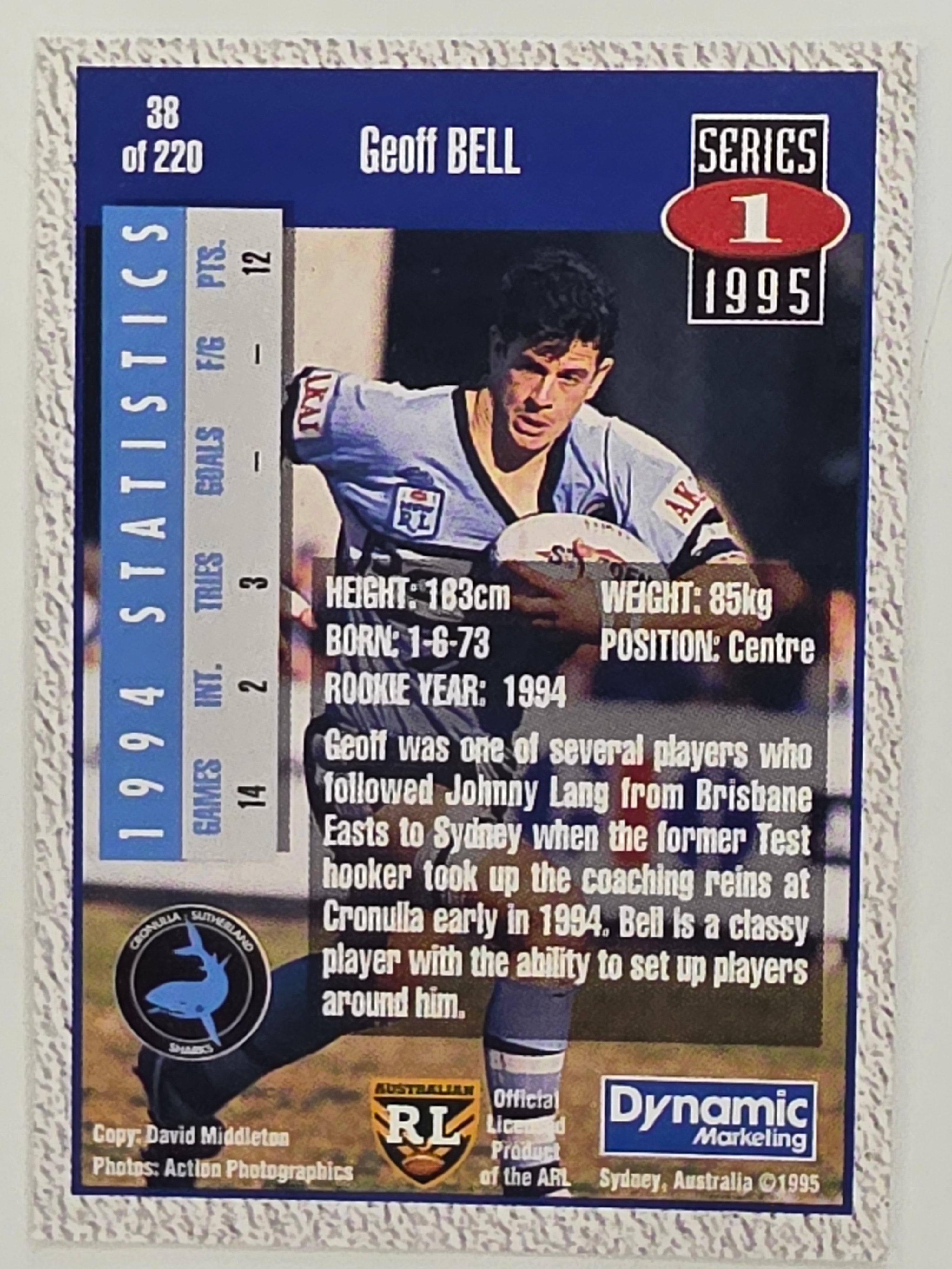 NRL 1995 Dynamic Series 1 Base Card #038 Geoff Bell Cronulla Sutherland Sharks