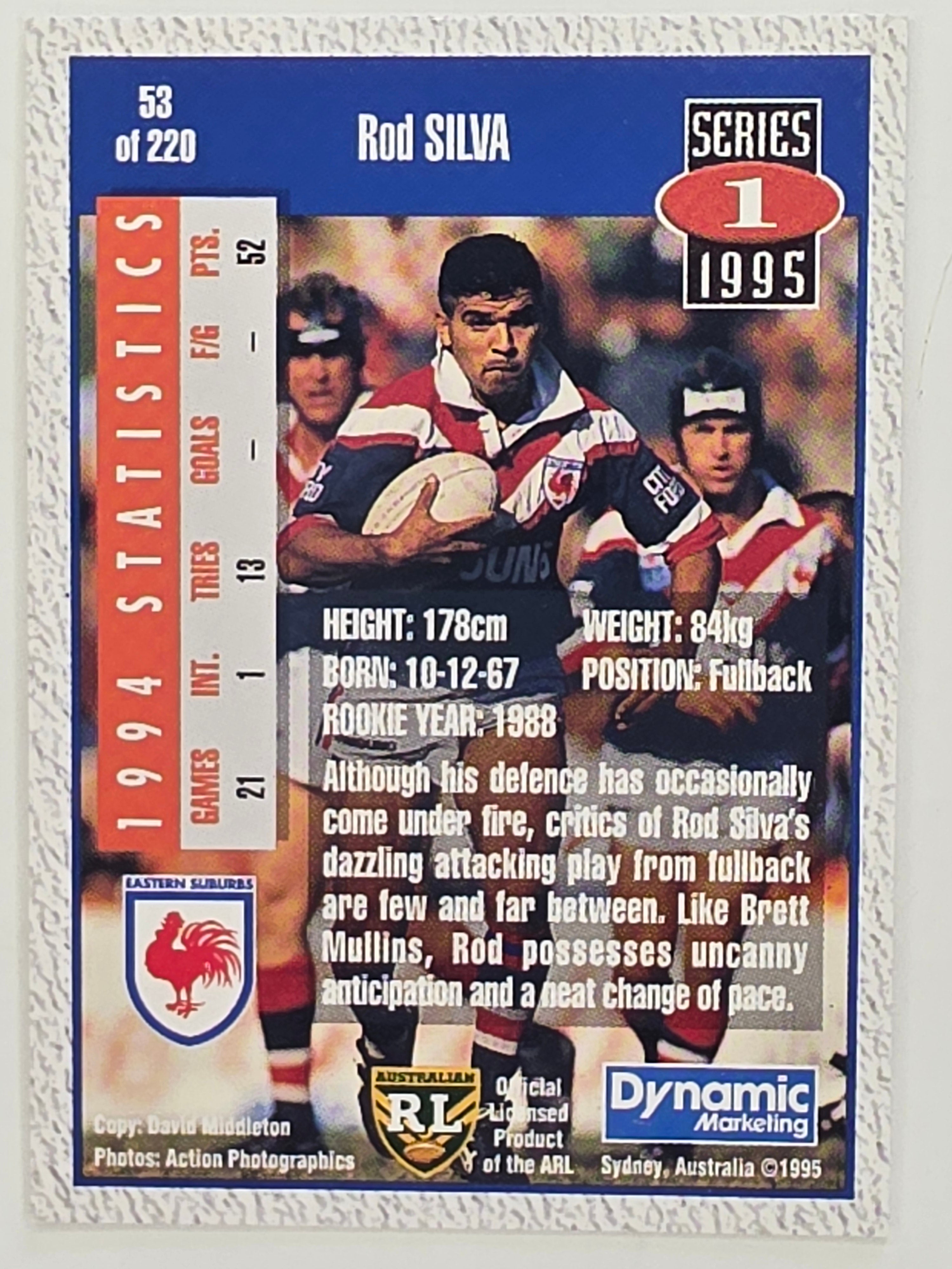 NRL 1995 Dynamic Series 1 Base Card #053 Rod Silva Eastern Suburbs Roosters
