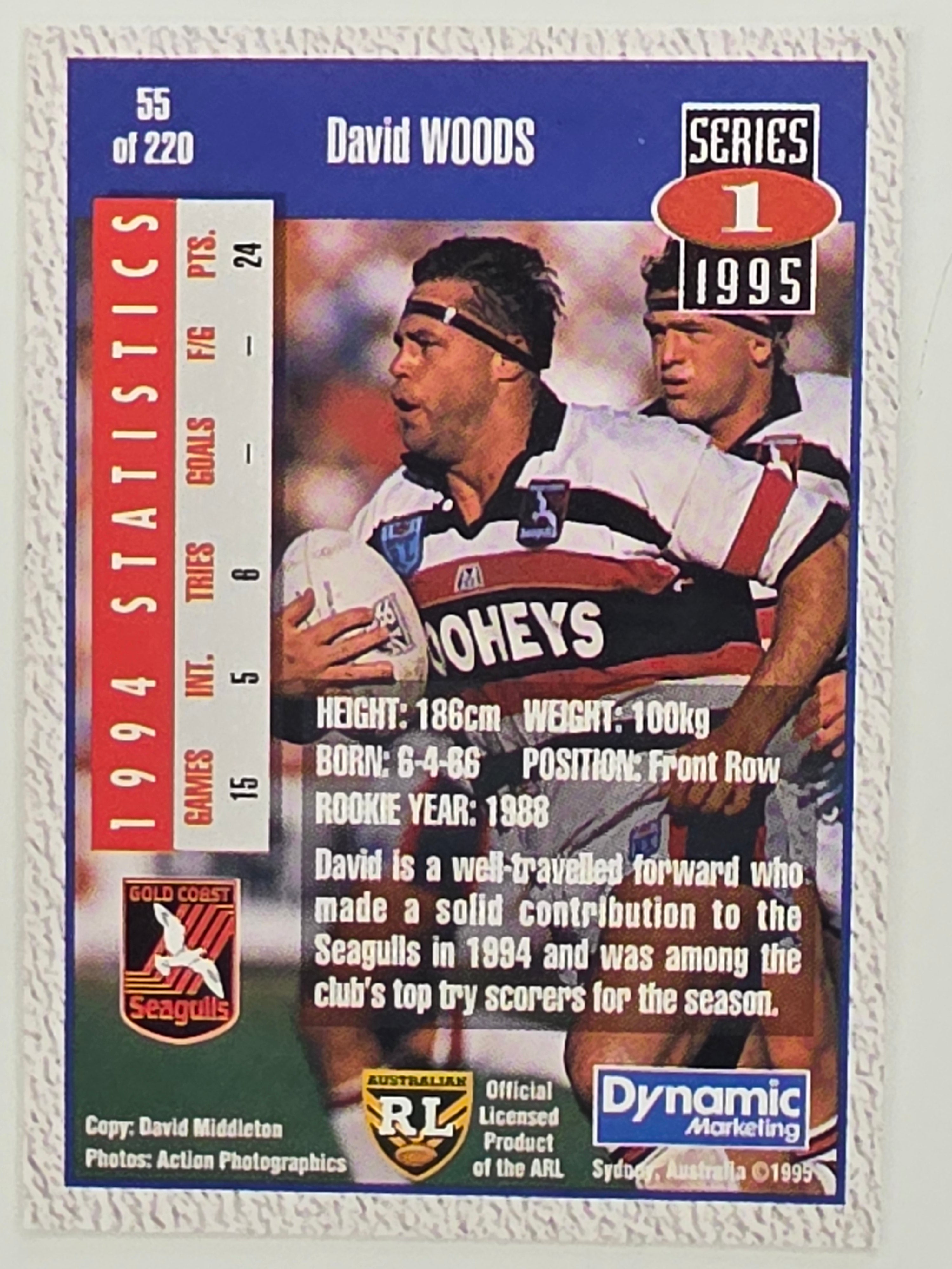 NRL 1995 Dynamic Series 1 Base Card #055 David Woods Gold Coast Seagulls