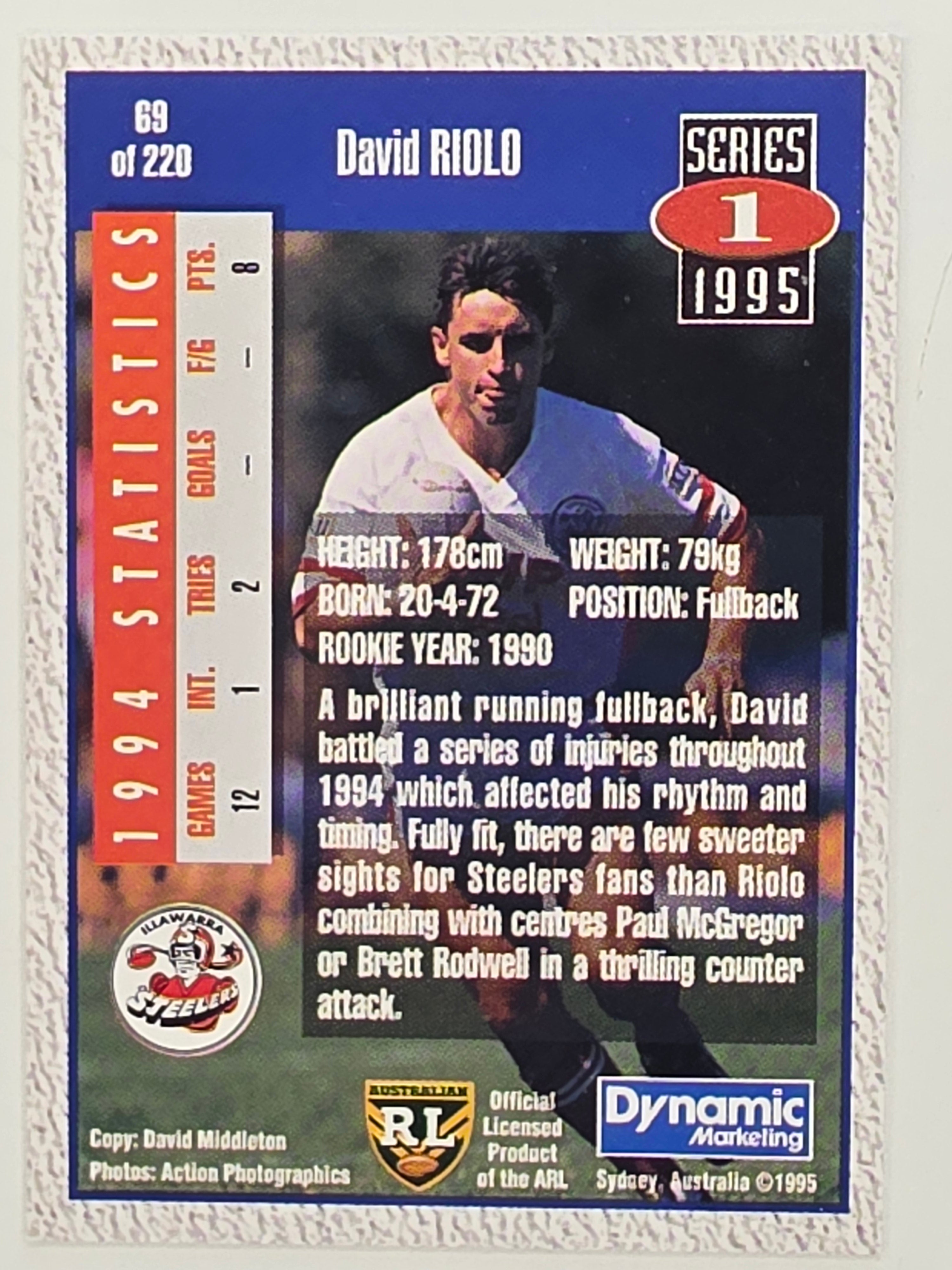 NRL 1995 Dynamic Series 1 Base Card #069 David Riolo Illawarra Steelers