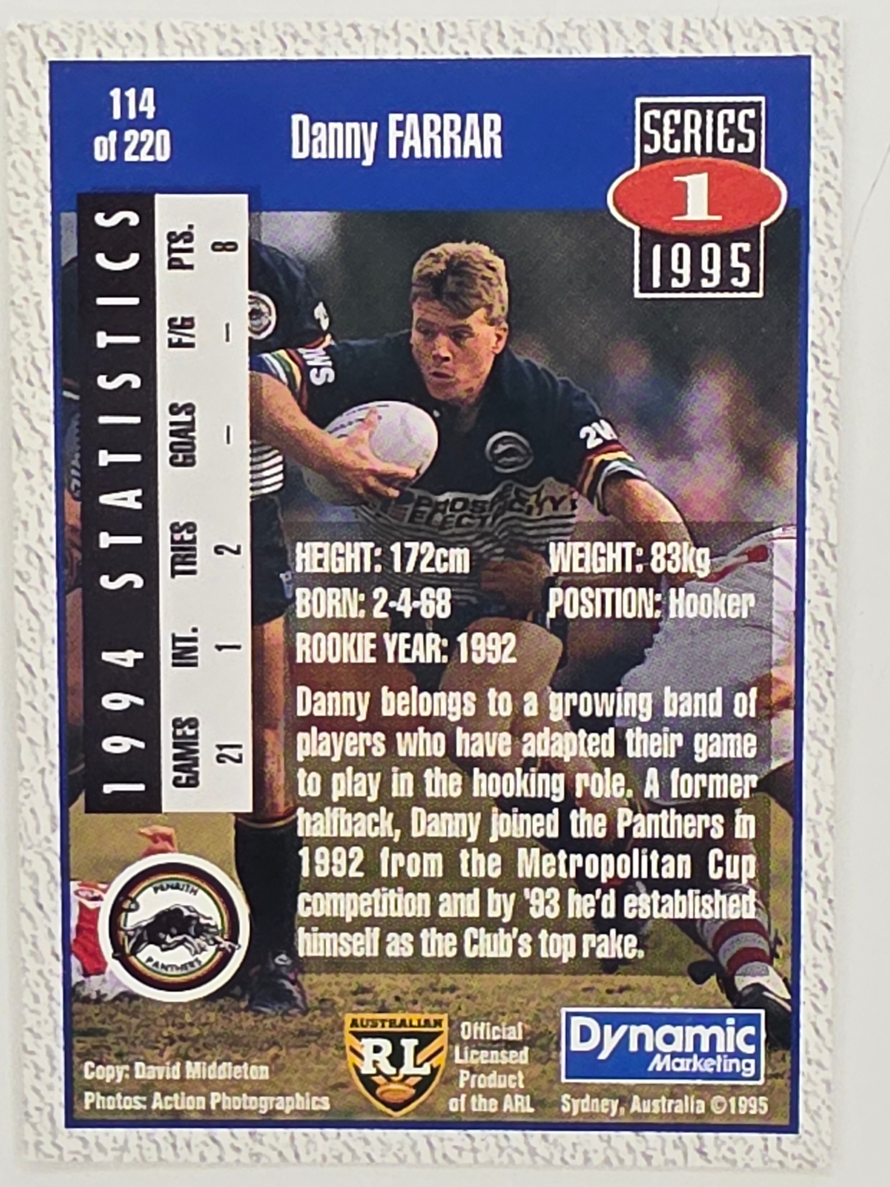 NRL 1995 Dynamic Series 1 Base Card #114 Danny Farrar Penrith Panthers