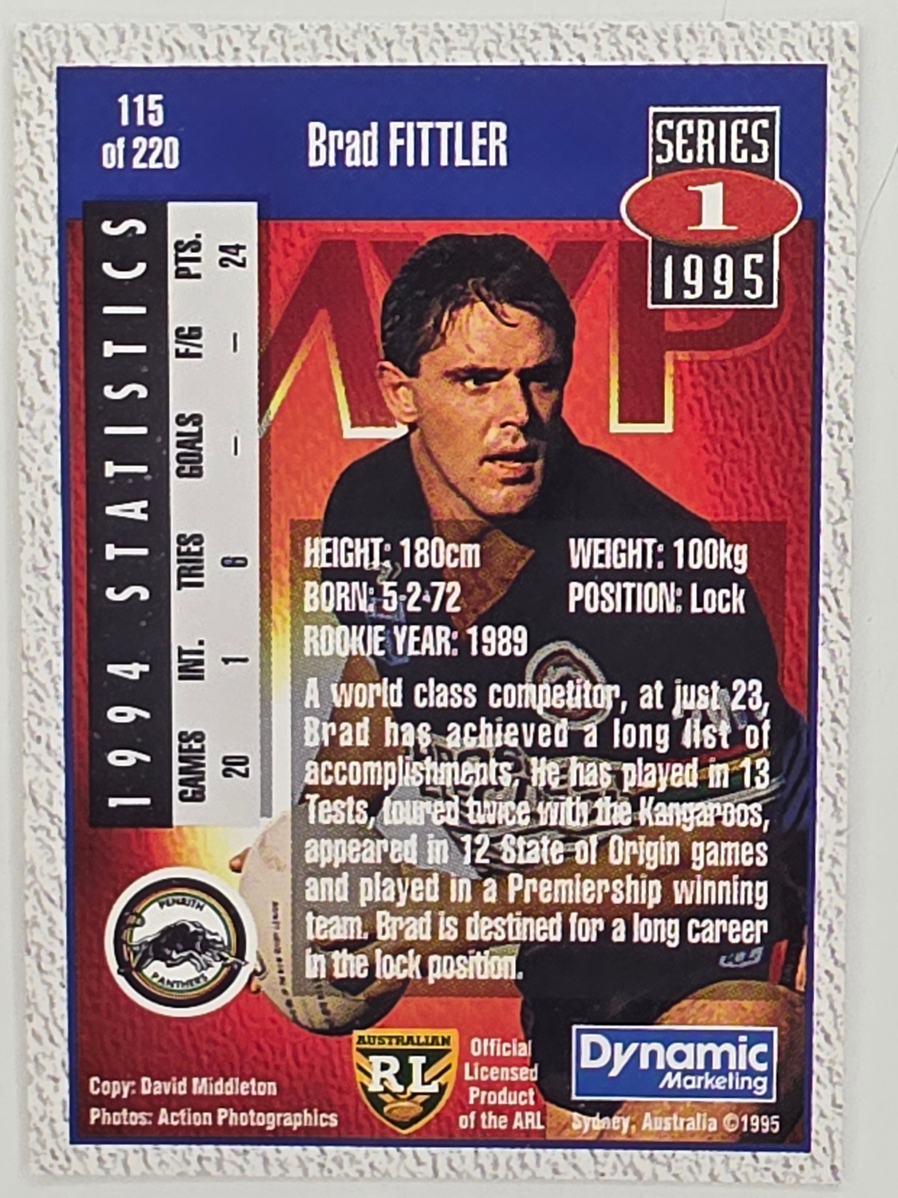 NRL 1995 Dynamic Series 1 Base Card #115 Brad Fittler Penrith Panthers