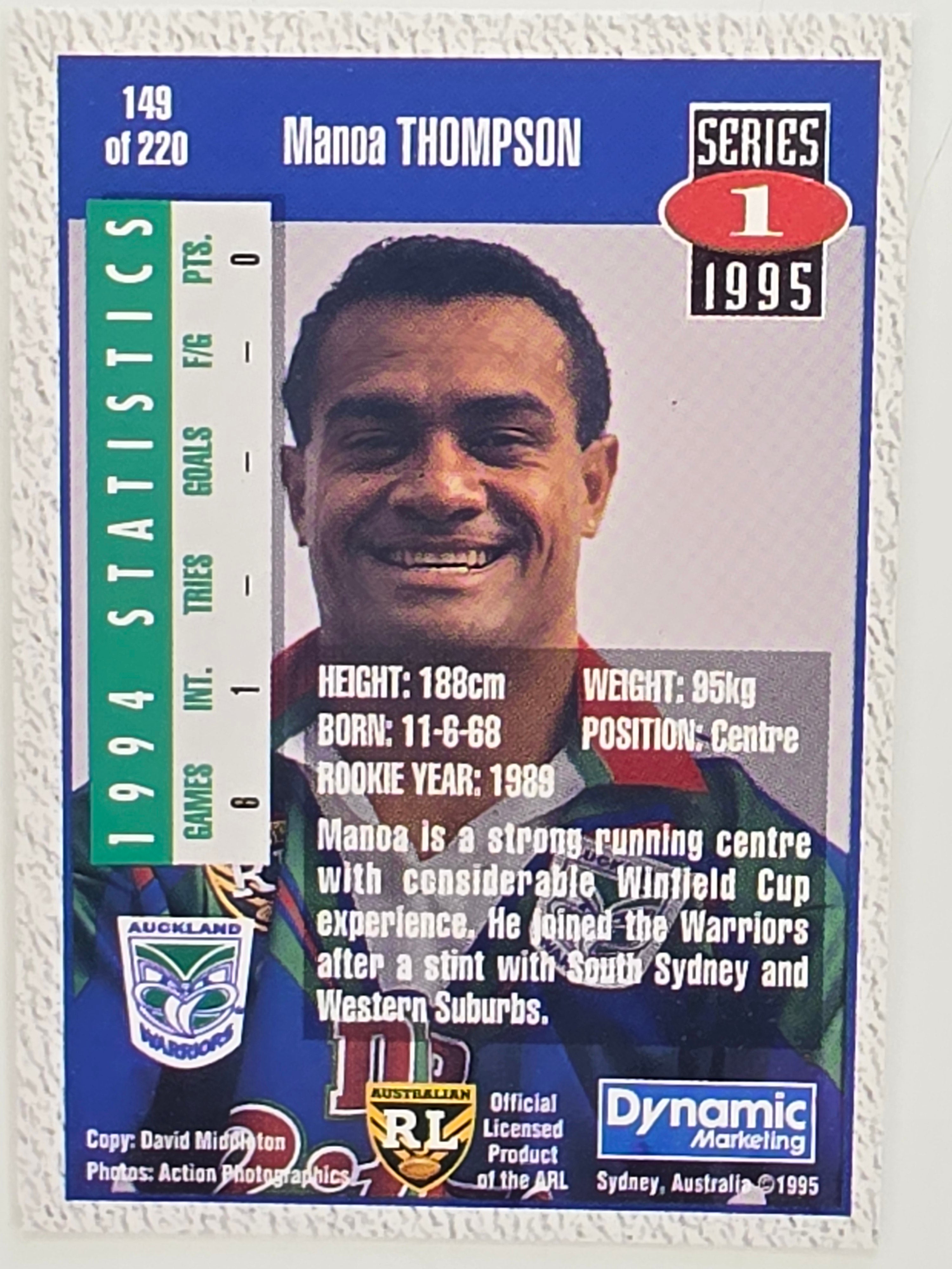 NRL 1995 Dynamic Series 1 Base Card #149 Manoa Thompson Auckland Warriors