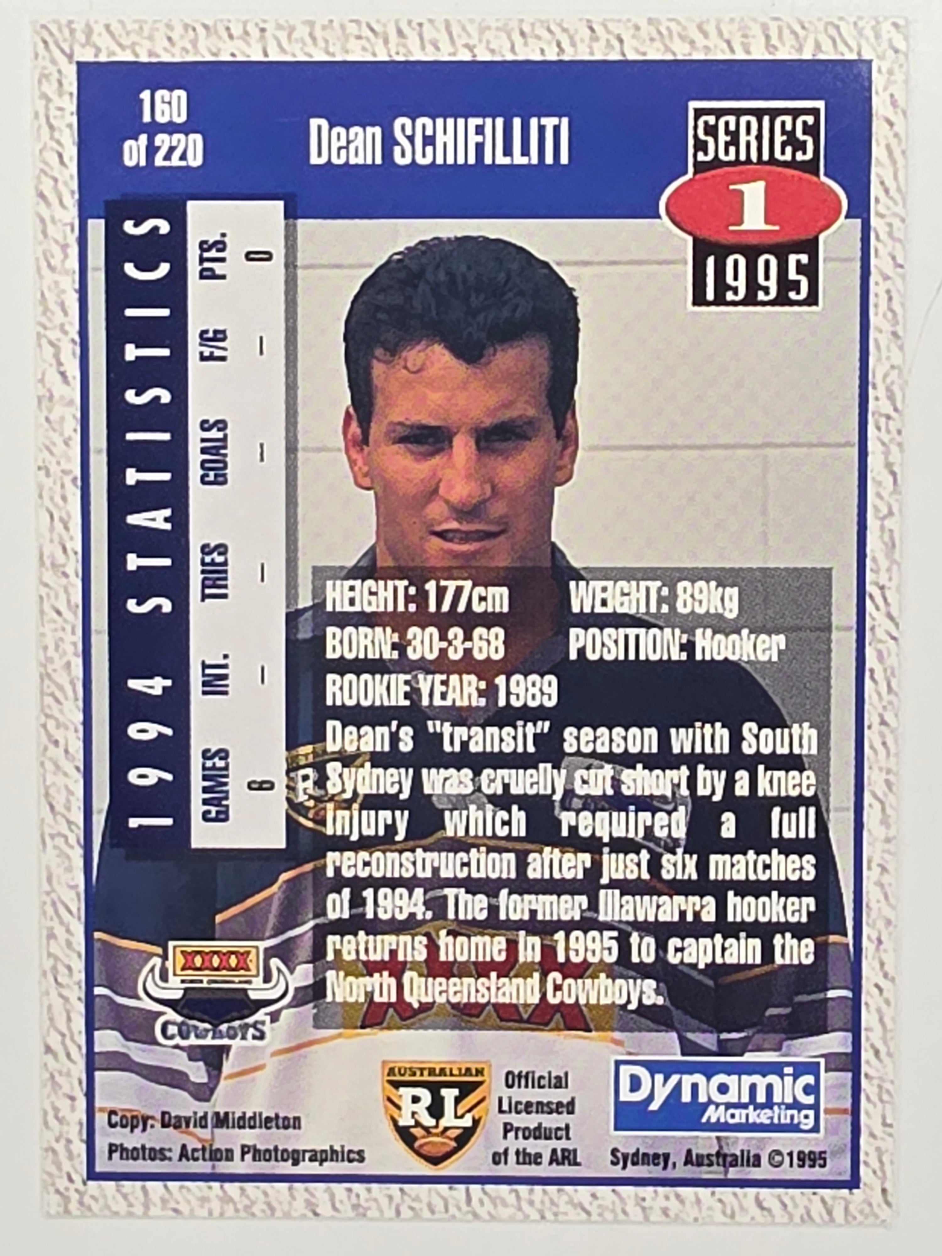 NRL 1995 Dynamic Series 1 Base Card #160 Dean Schifilliti North Queensland Cowboys
