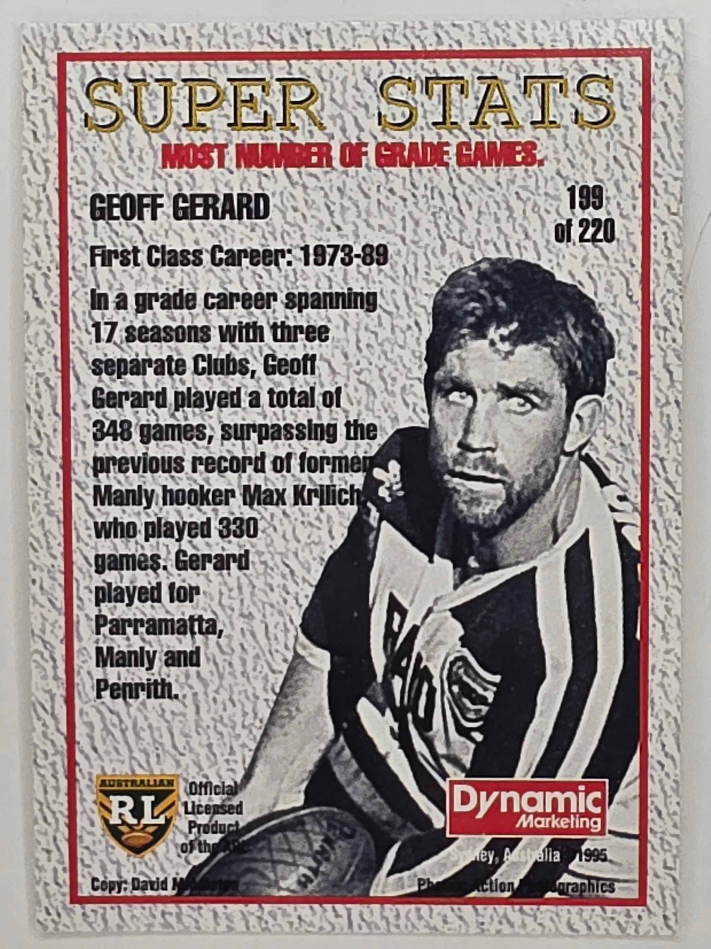 NRL 1995 Dynamic Series 1 Base Card #199 Geoff Gerard Penrith Panthers