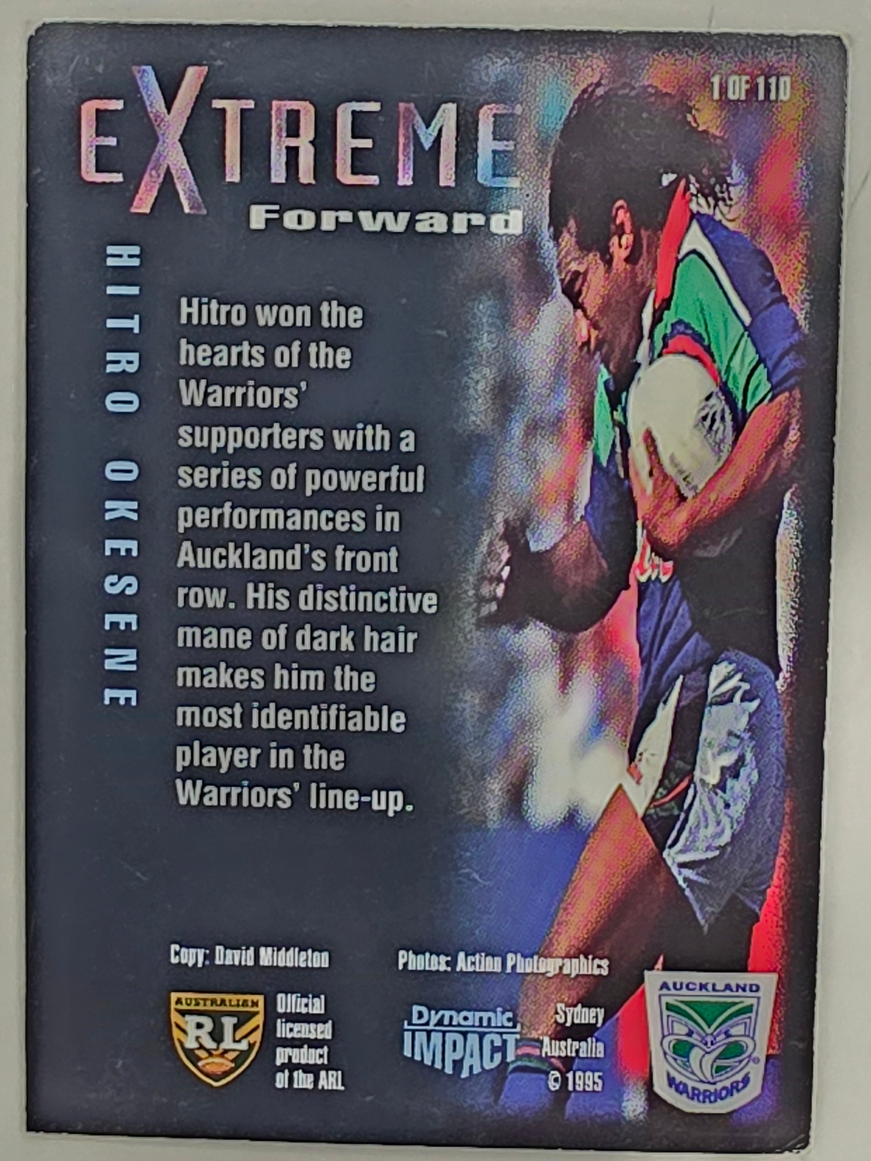 1995 Dynamic Series 3 Winfield Cup Tribute #001 Hitro Okesene Auckland Warriors