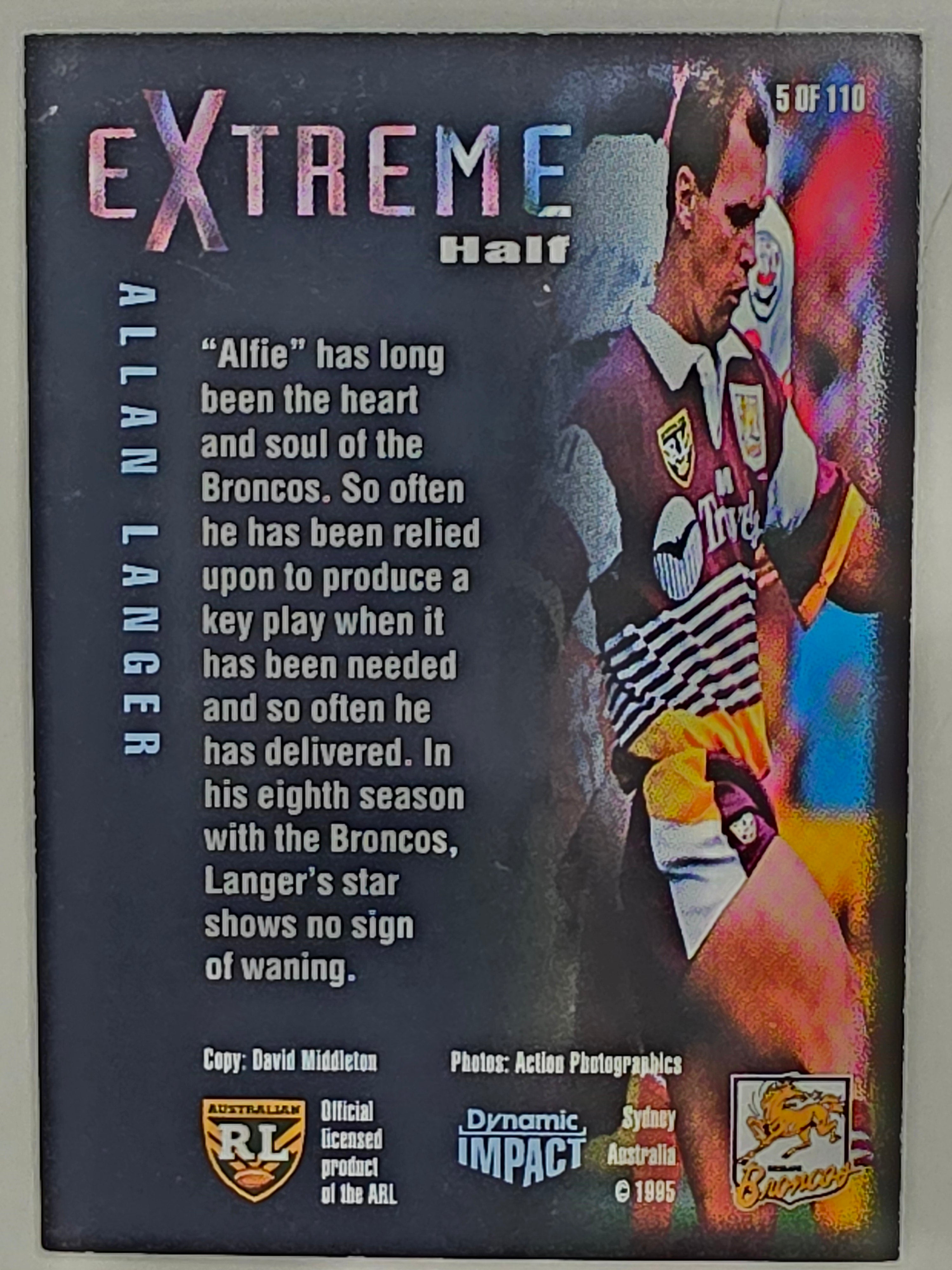 1995 Dynamic Series 3 Winfield Cup Tribute #005 Allan Langer Brisbane Broncos