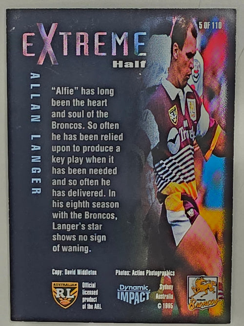 1995 Dynamic Series 3 Winfield Cup Tribute #005 Allan Langer Brisbane Broncos