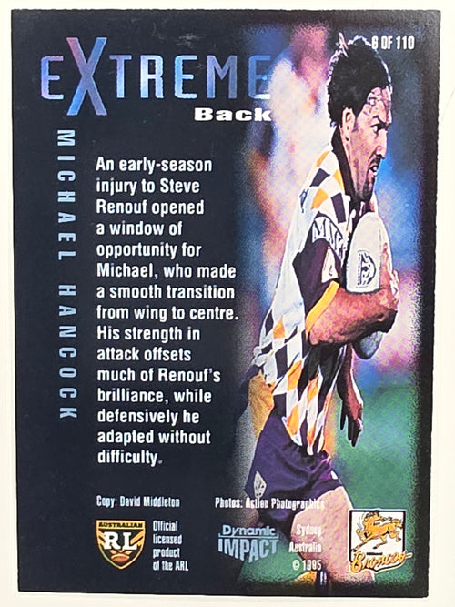 1995 Dynamic Series 3 Winfield Cup Tribute #006 Michael Hancock Brisbane Broncos
