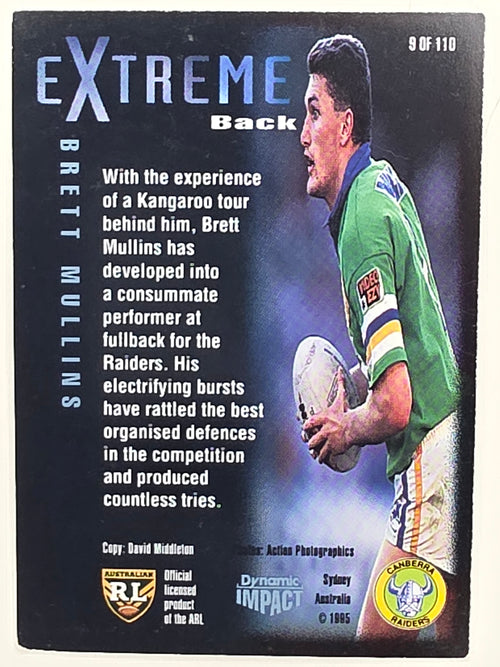 1995 Dynamic Series 3 Winfield Cup Tribute #009 Brett Mullins Canberra Raiders