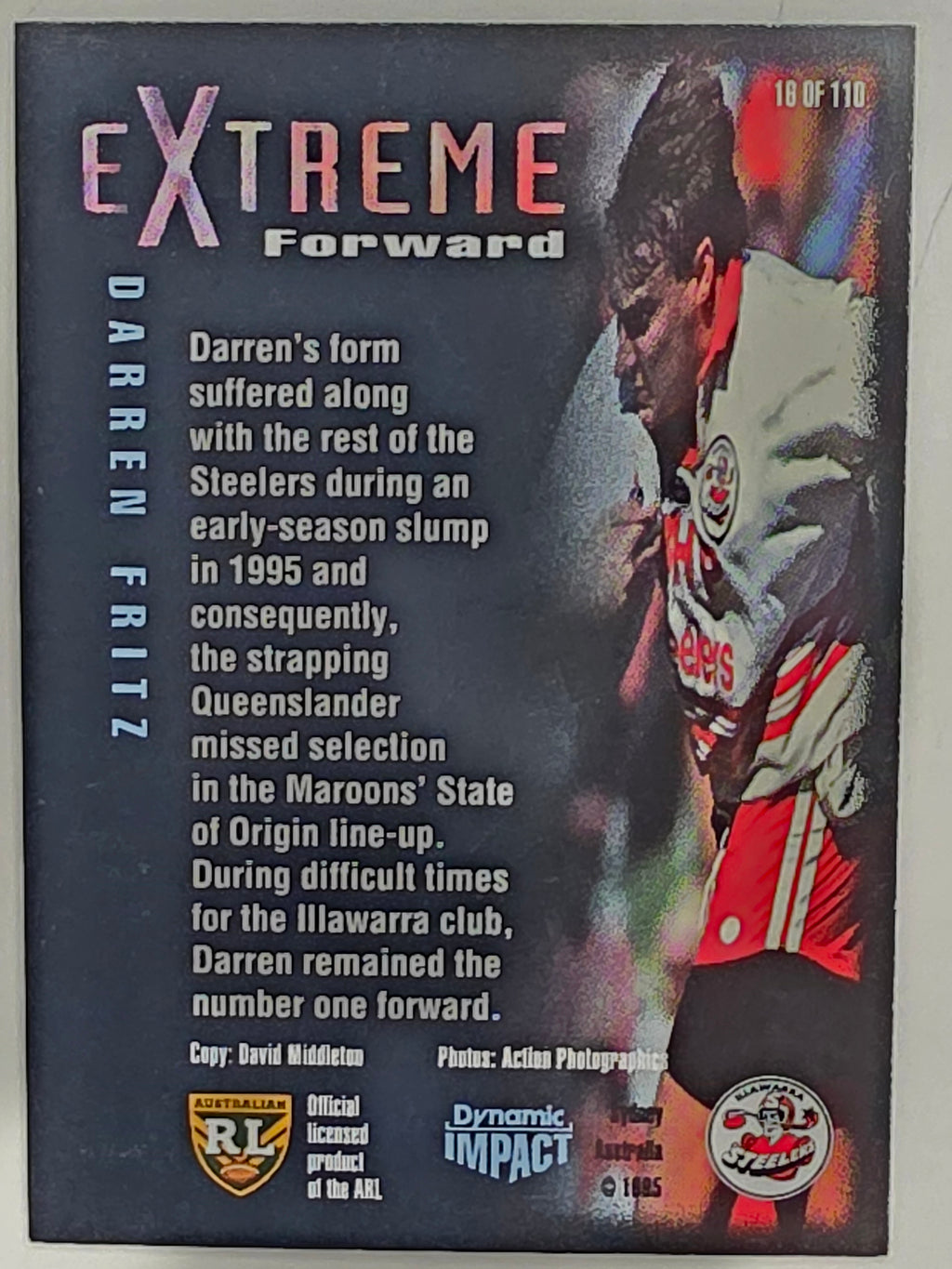 1995 Dynamic Series 3 Winfield Cup Tribute #016 Darren Fritz Illawarra Steelers