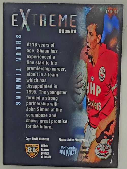 1995 Dynamic Series 3 Winfield Cup Tribute #017 Shaun Timmins Illawarra Steelers
