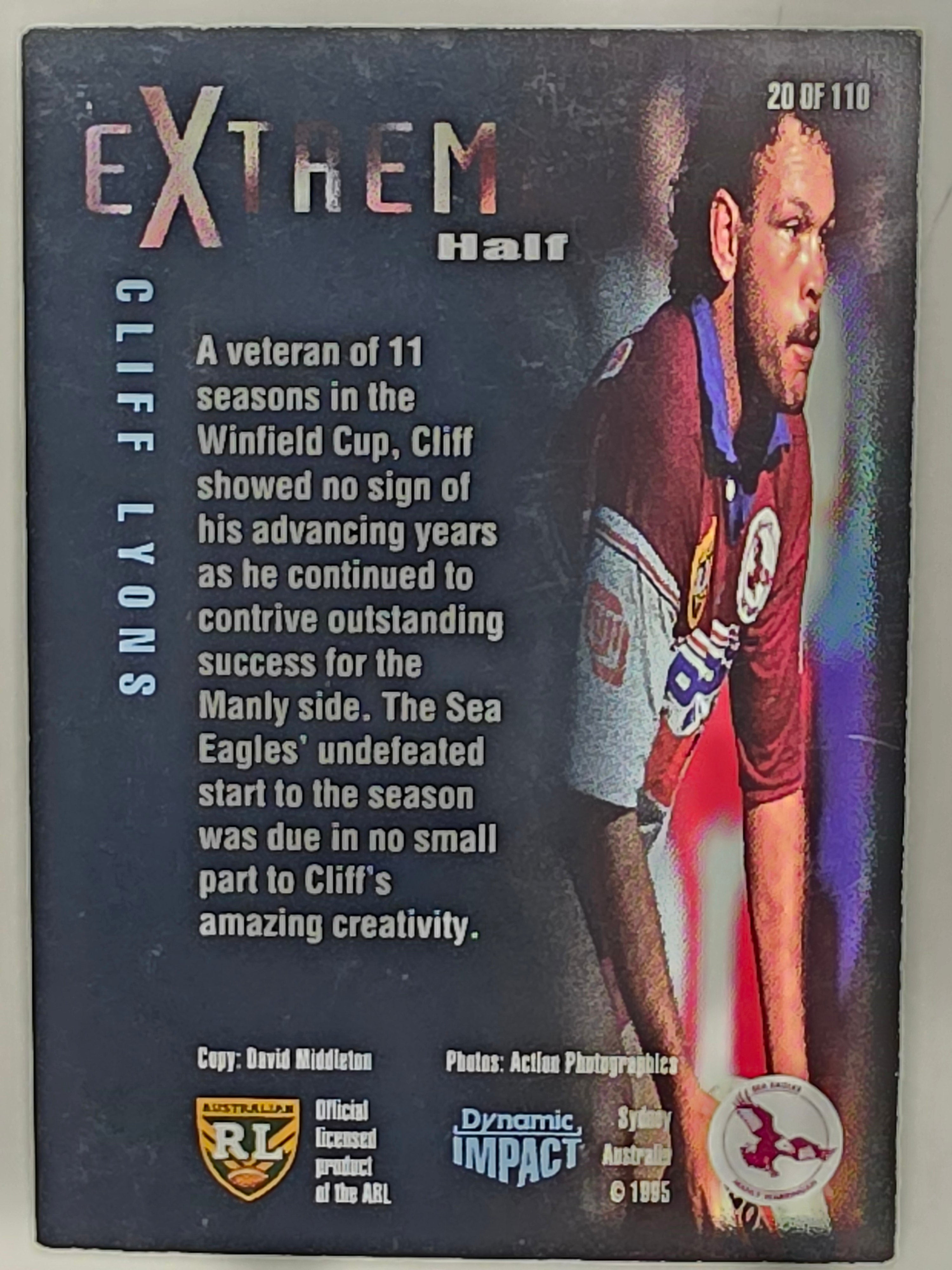 1995 Dynamic Series 3 Winfield Cup Tribute #020 Cliff Lyons Manly Sea Eagles