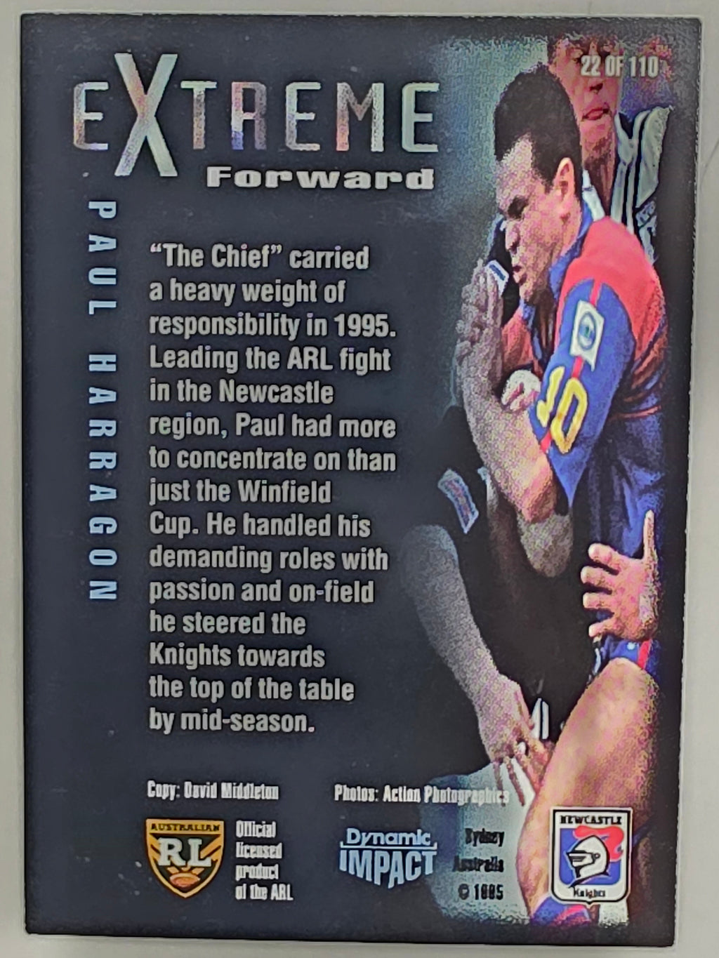 1995 Dynamic Series 3 Winfield Cup Tribute #022 Paul Harragon Newcastle Knights