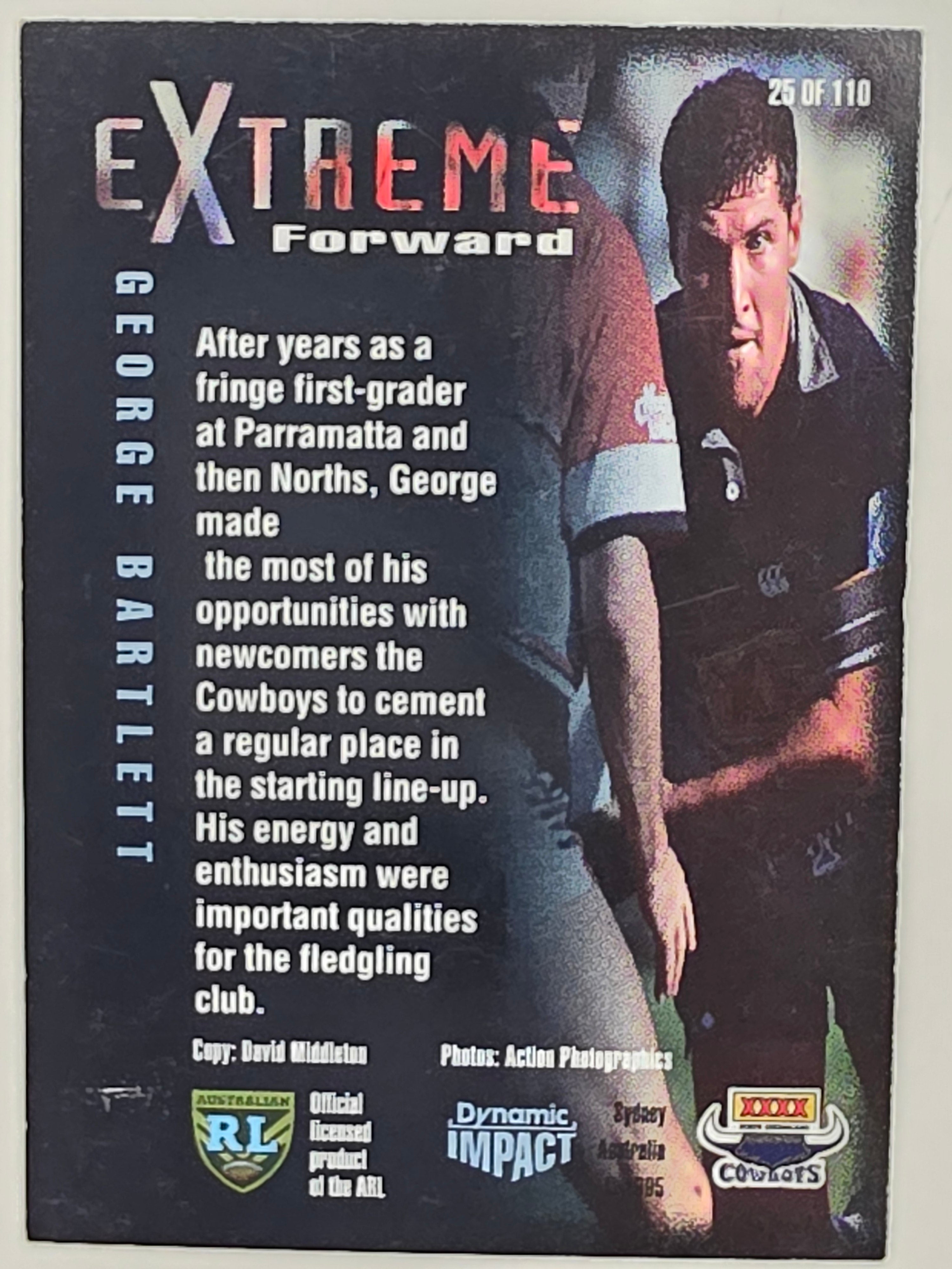 1995 Dynamic Series 3 Winfield Cup Tribute #025 George Bartlett North Queensland Cowboys
