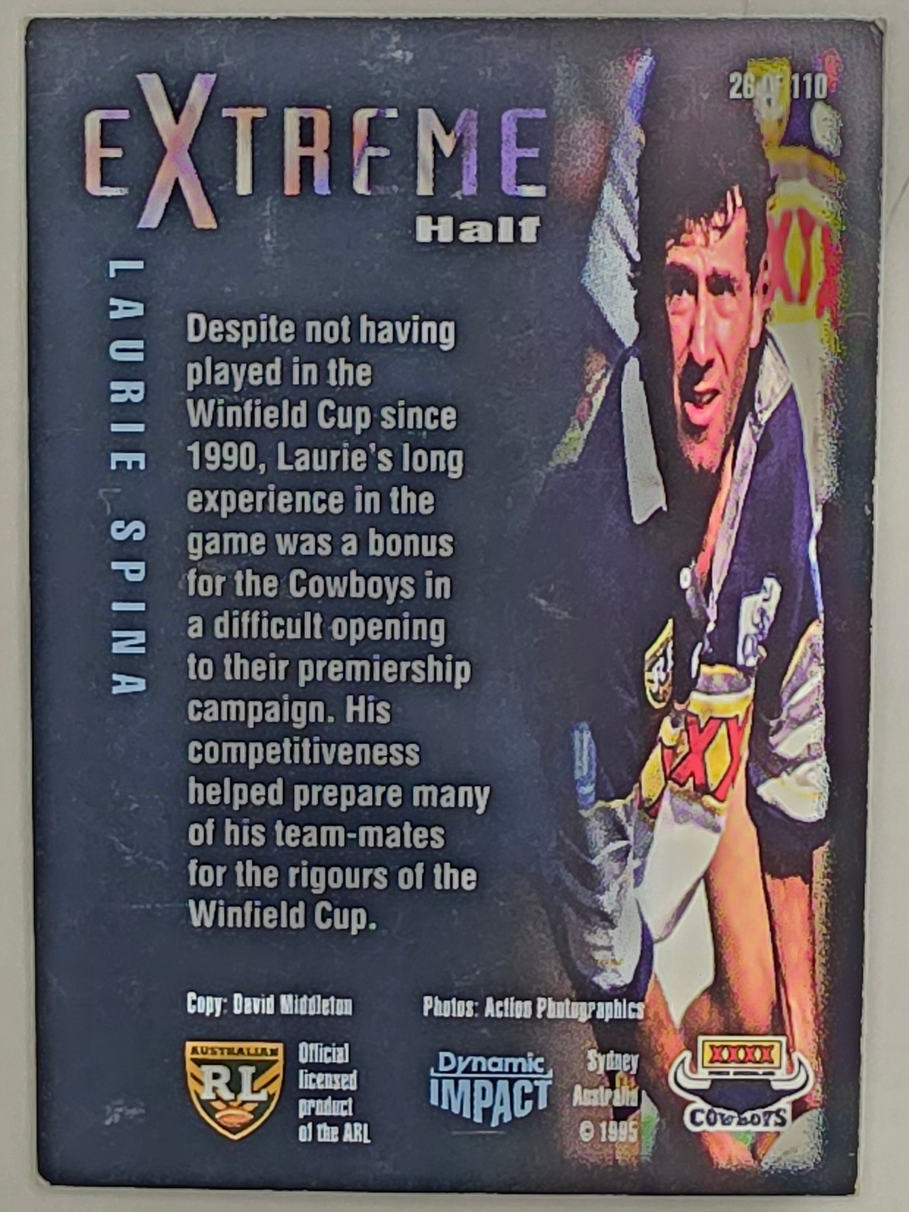 1995 Dynamic Series 3 Winfield Cup Tribute #026 Laurie Spina North Queensland Cowboys