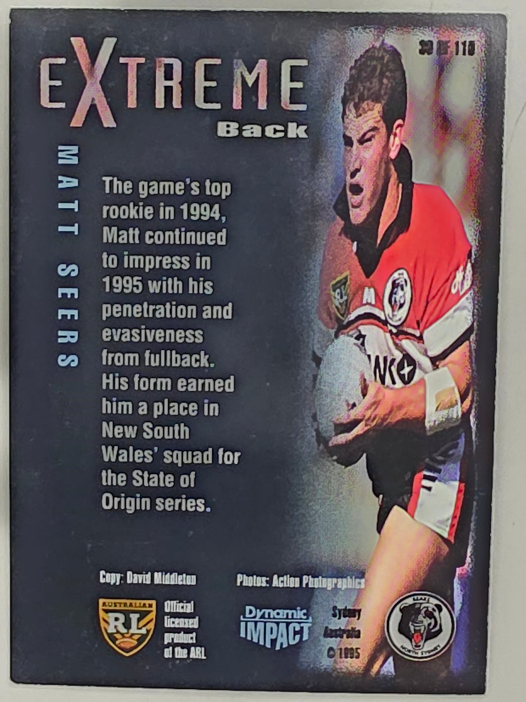 1995 Dynamic Series 3 Winfield Cup Tribute #030 Matt Seers North Sydney Bears