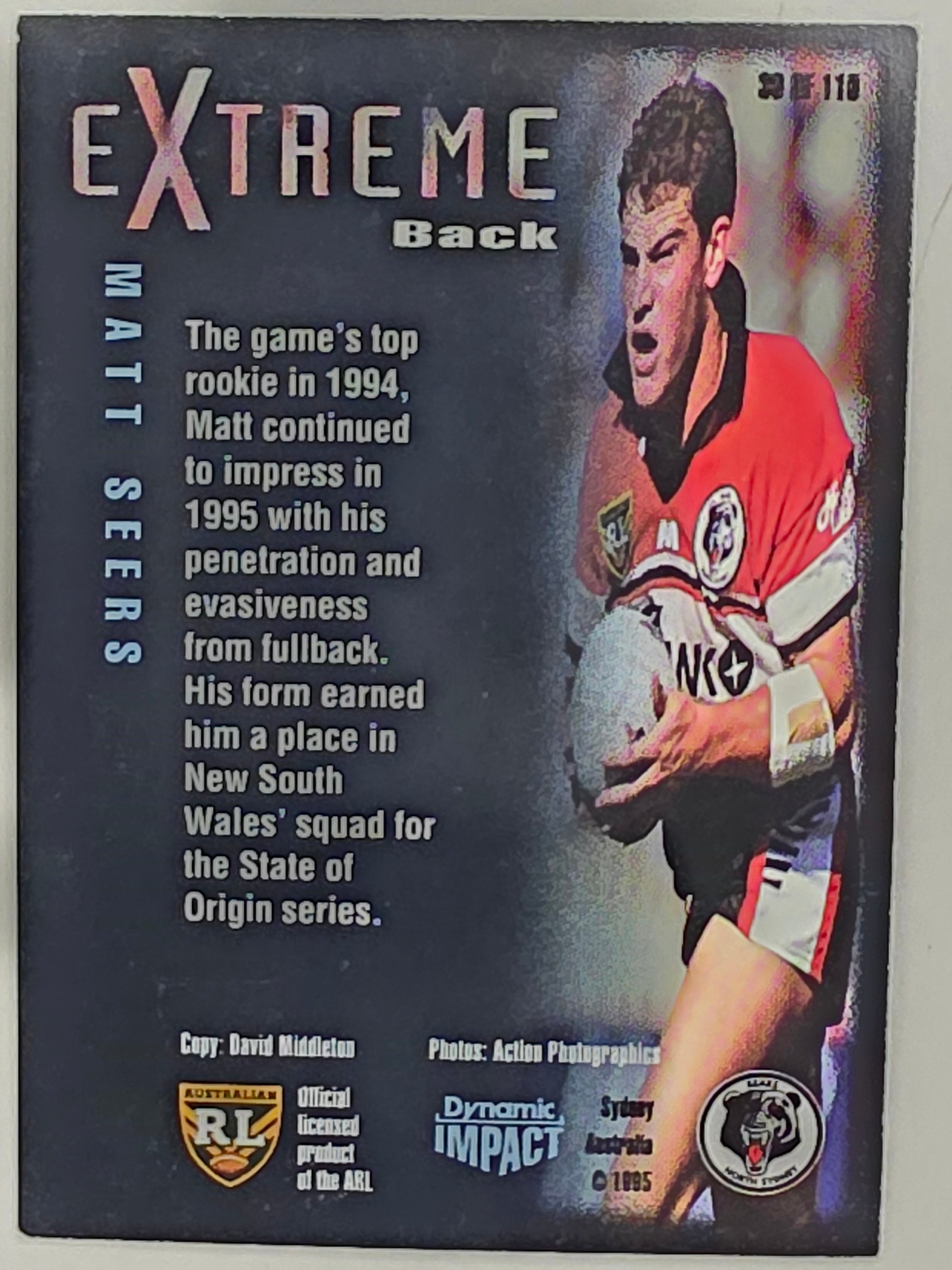 1995 Dynamic Series 3 Winfield Cup Tribute #030 Matt Seers North Sydney Bears