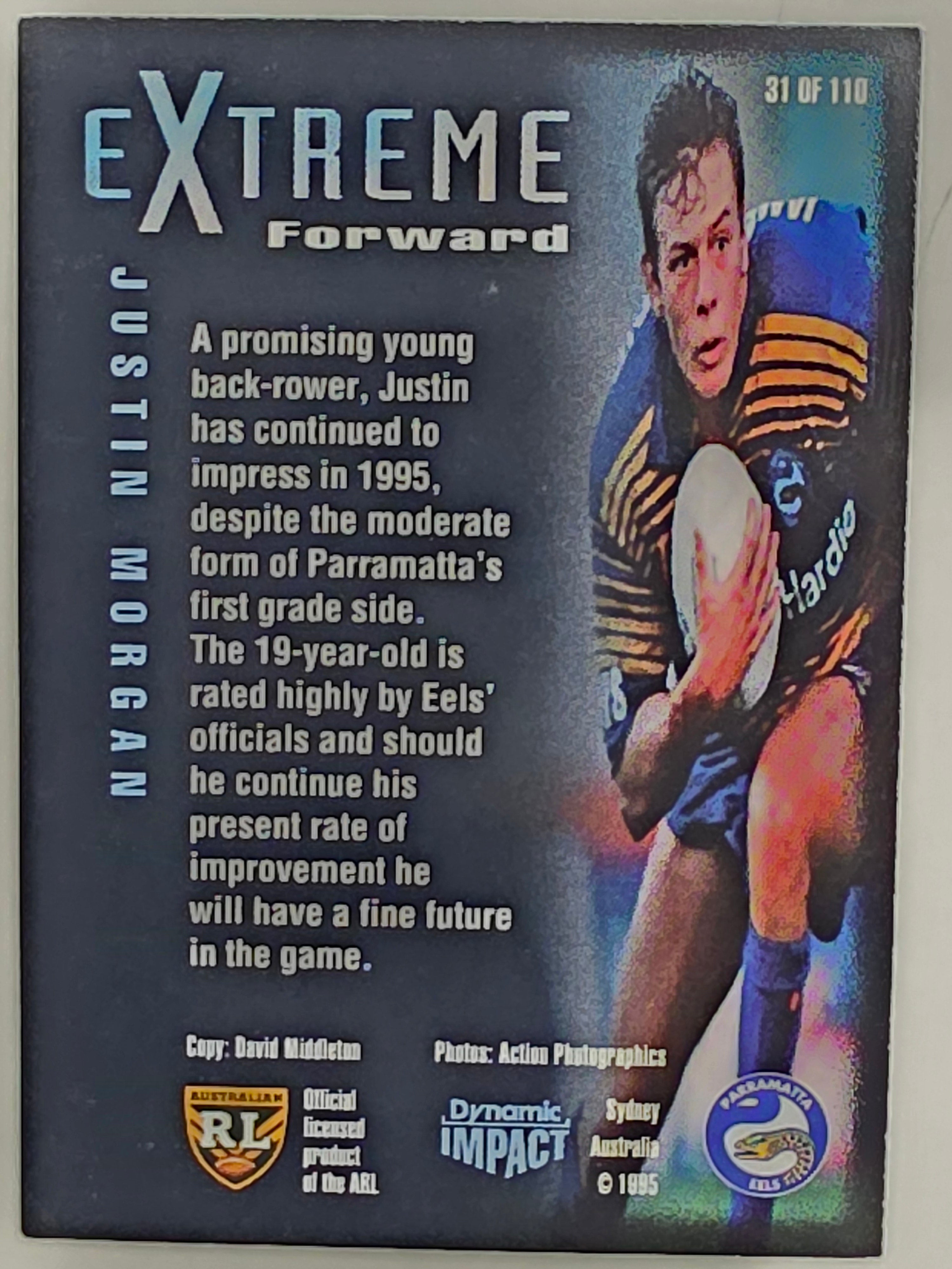 1995 Dynamic Series 3 Winfield Cup Tribute #031 Justin Morgan Parramatta Eels