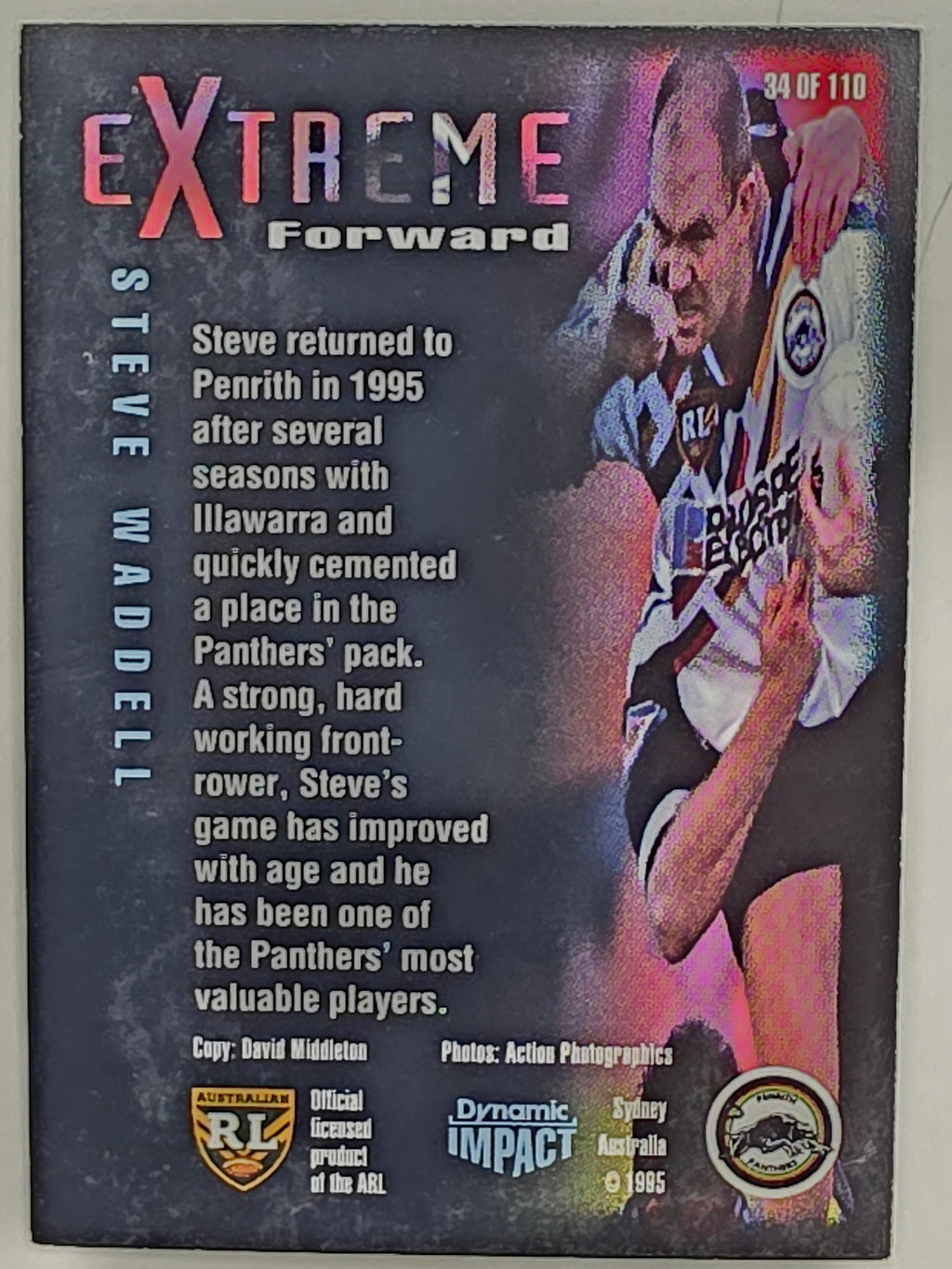 1995 Dynamic Series 3 Winfield Cup Tribute #034 Steve Waddell Penrith Panthers