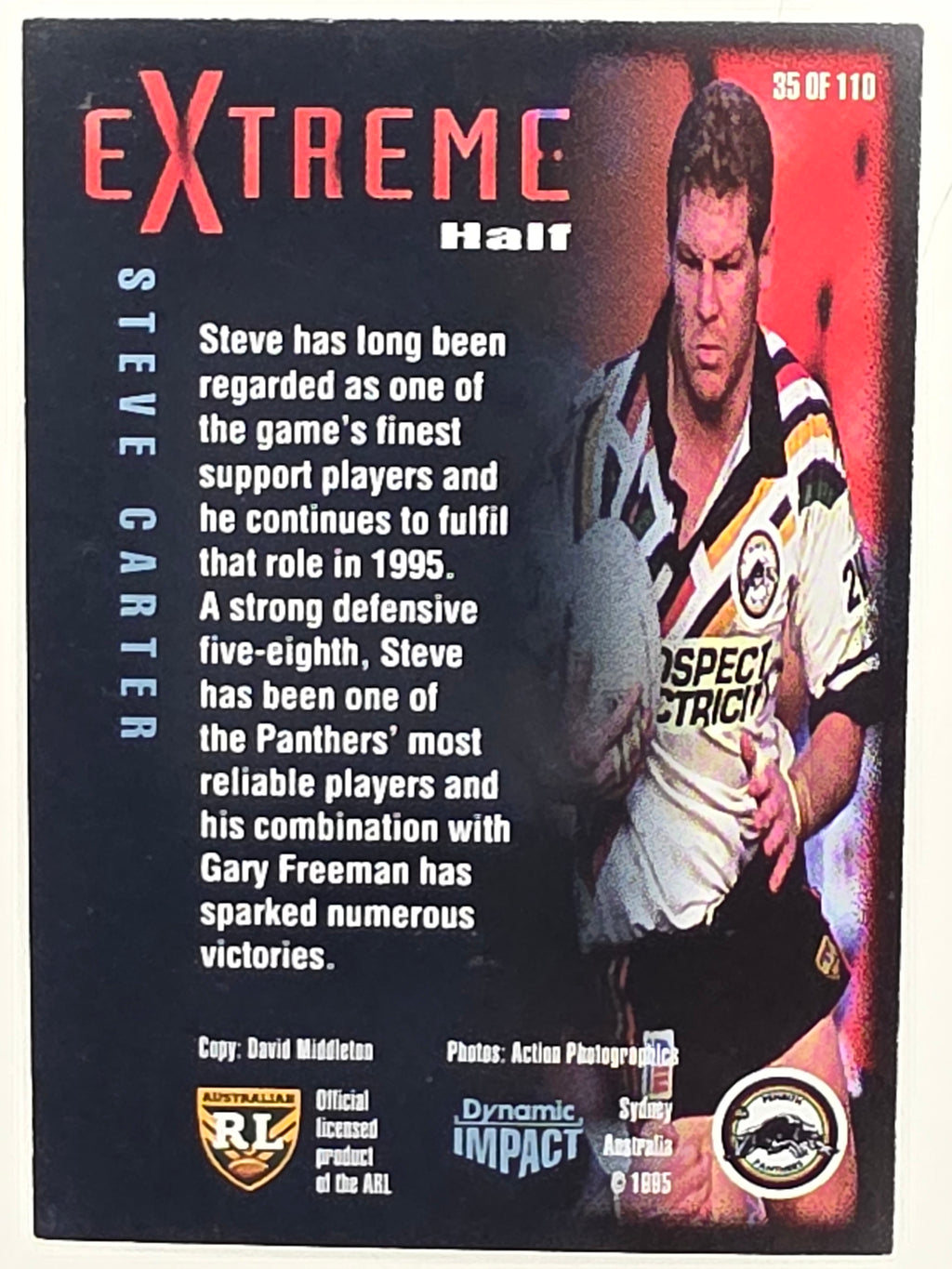 1995 Dynamic Series 3 Winfield Cup Tribute #035 Steve Carter Penrith Panthers