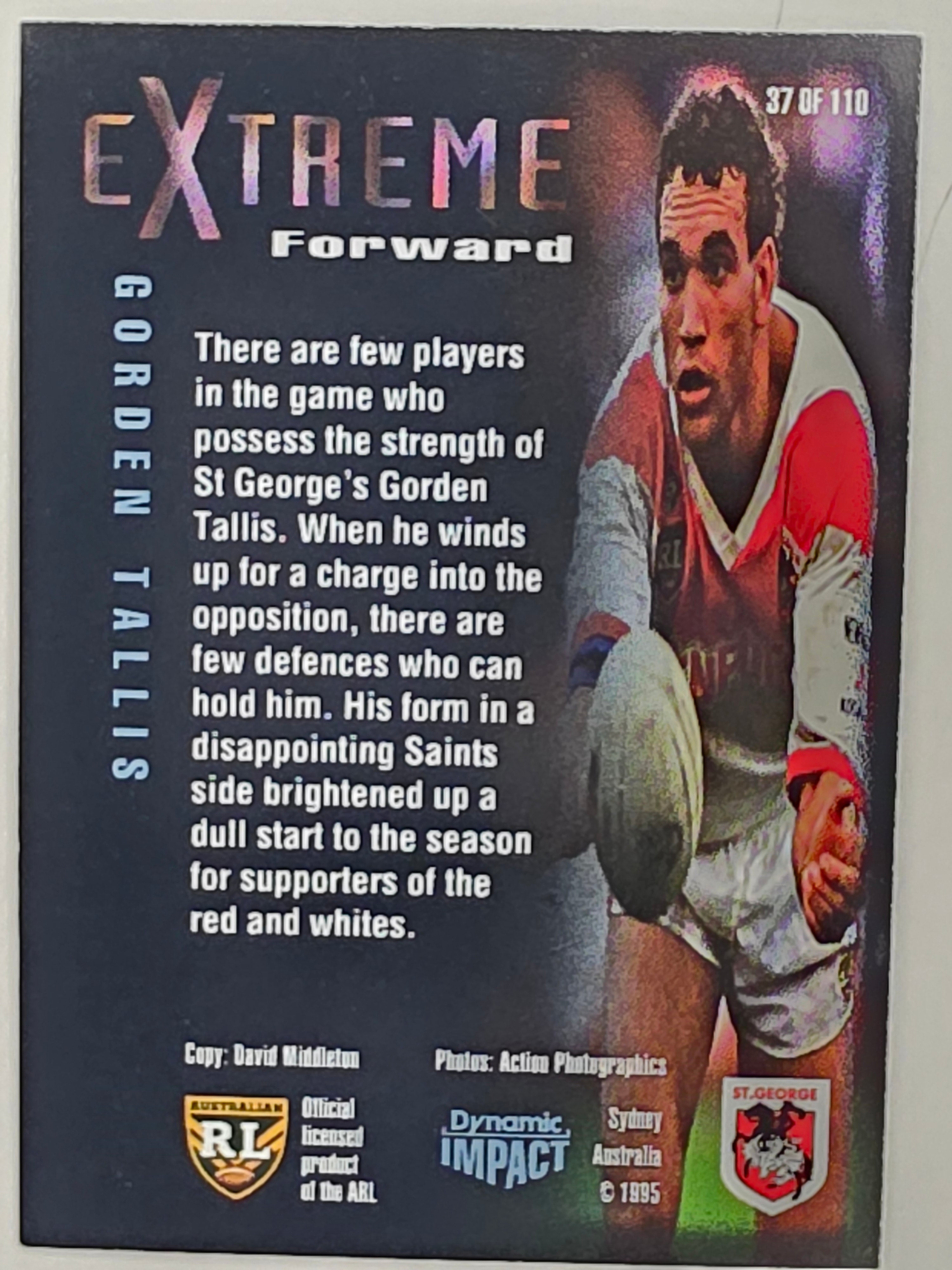 1995 Dynamic Series 3 Winfield Cup Tribute #037 Gorden Tallis St George Dragons