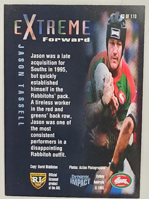 1995 Dynamic Series 3 Winfield Cup Tribute #043 Jason Tassell South Sydney Rabbitohs