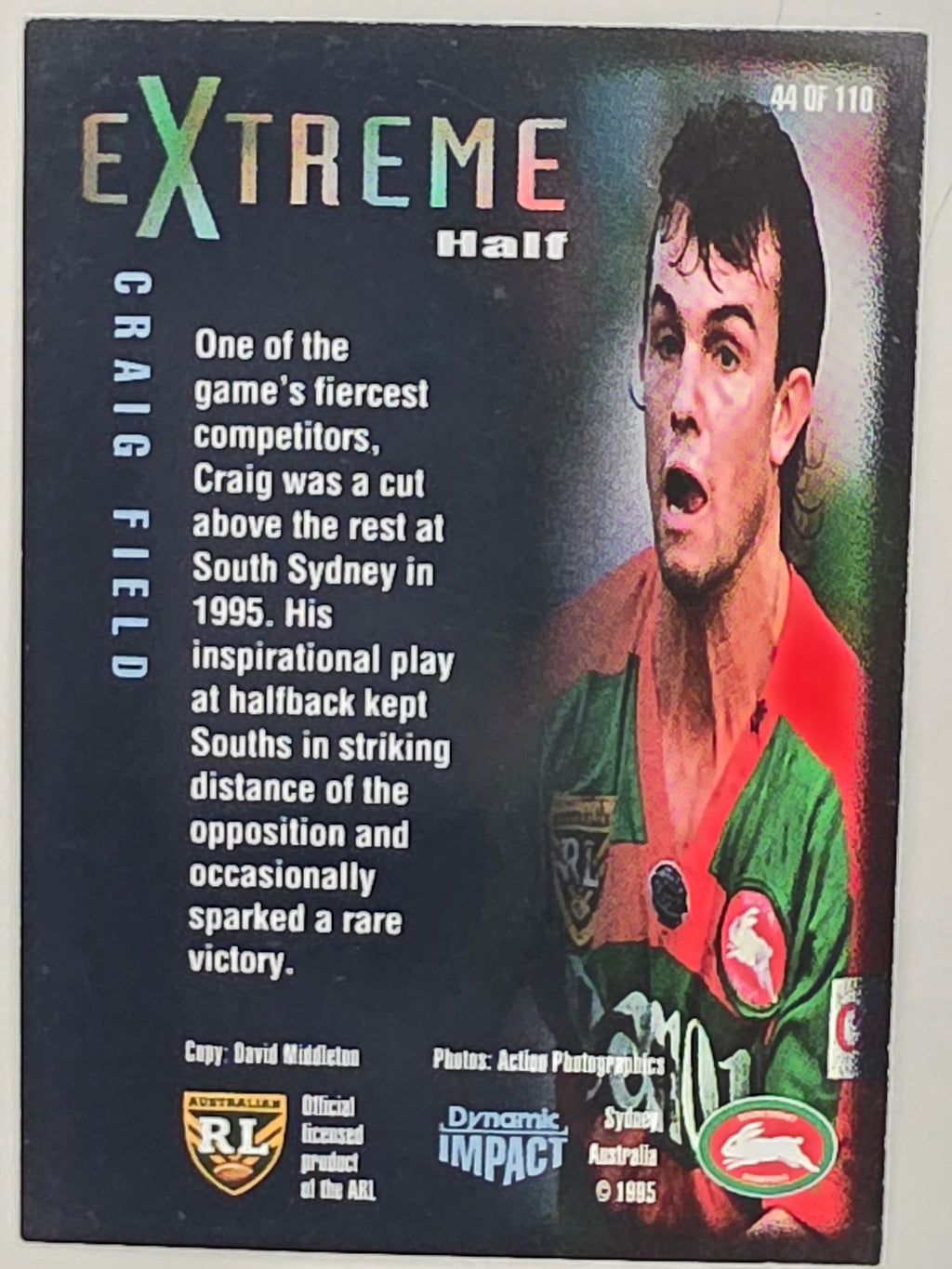 1995 Dynamic Series 3 Winfield Cup Tribute #044 Craig Field South Sydney Rabbitohs