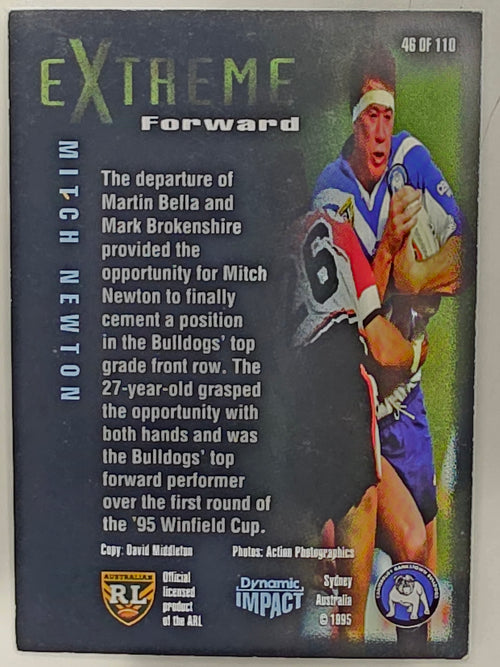1995 Dynamic Series 3 Winfield Cup Tribute #046 Mitch Newton Sydney Bulldogs