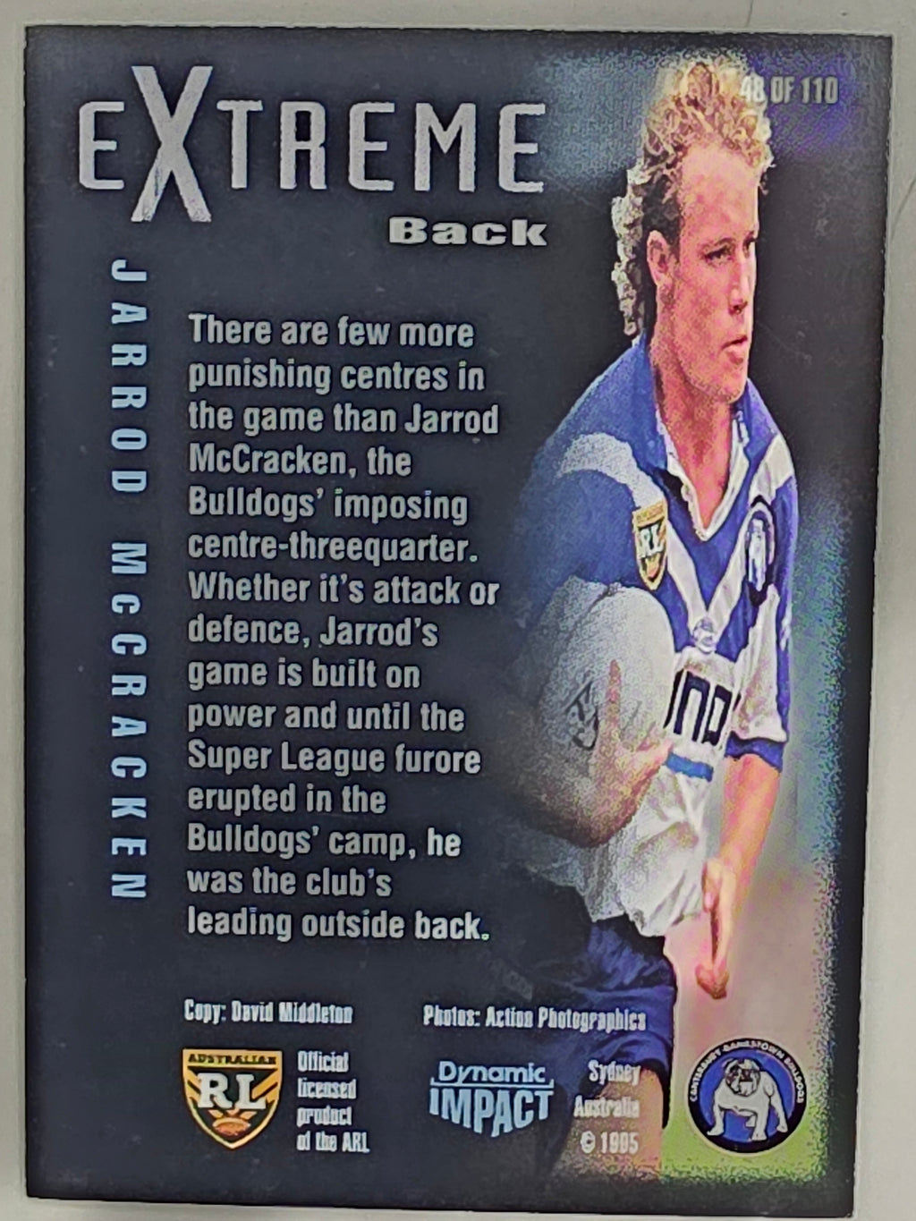 1995 Dynamic Series 3 Winfield Cup Tribute #048 Jarrod McCracken Sydney Bulldogs