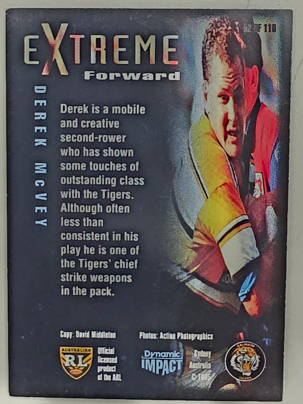 1995 Dynamic Series 3 Winfield Cup Tribute #052 Derek McVey Sydney Tigers