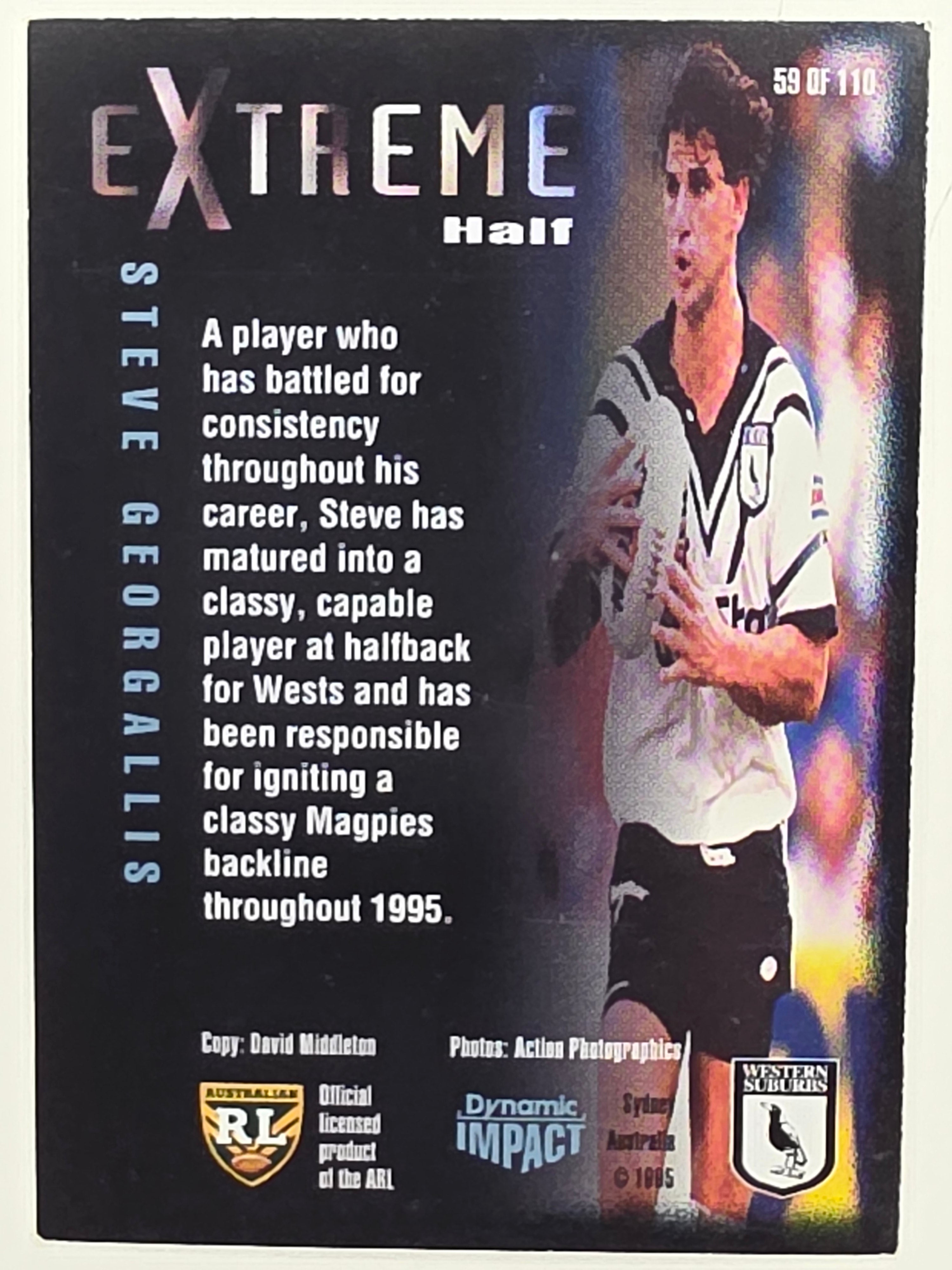 1995 Dynamic Series 3 Winfield Cup Tribute #059 Steve Georgallis Western Suburbs Magpies