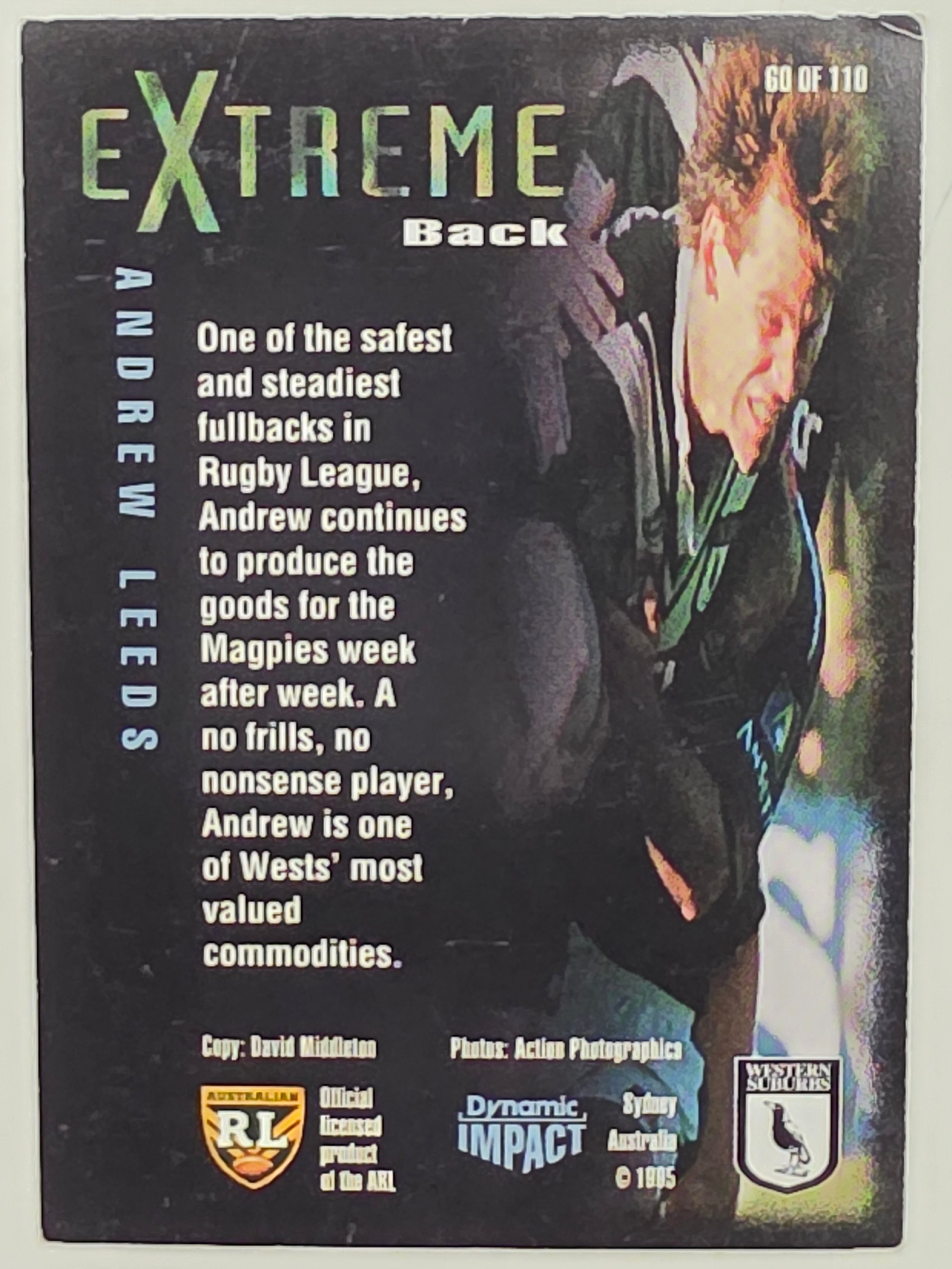1995 Dynamic Series 3 Winfield Cup Tribute #060 Andrew Leeds Western Suburbs Magpies