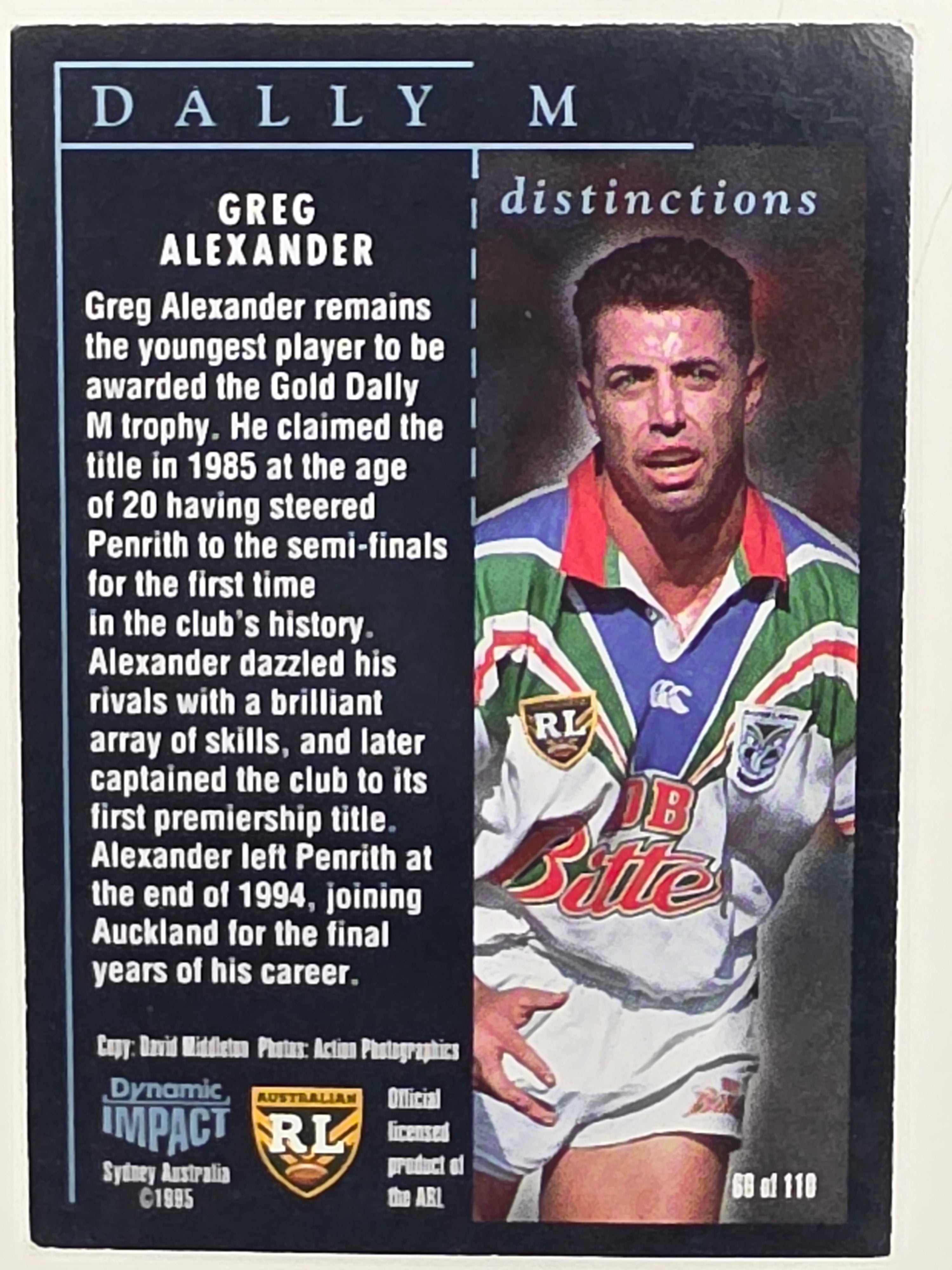 1995 Dynamic Series 3 Winfield Cup Tribute #066 Greg Alexander Penrith Panthers