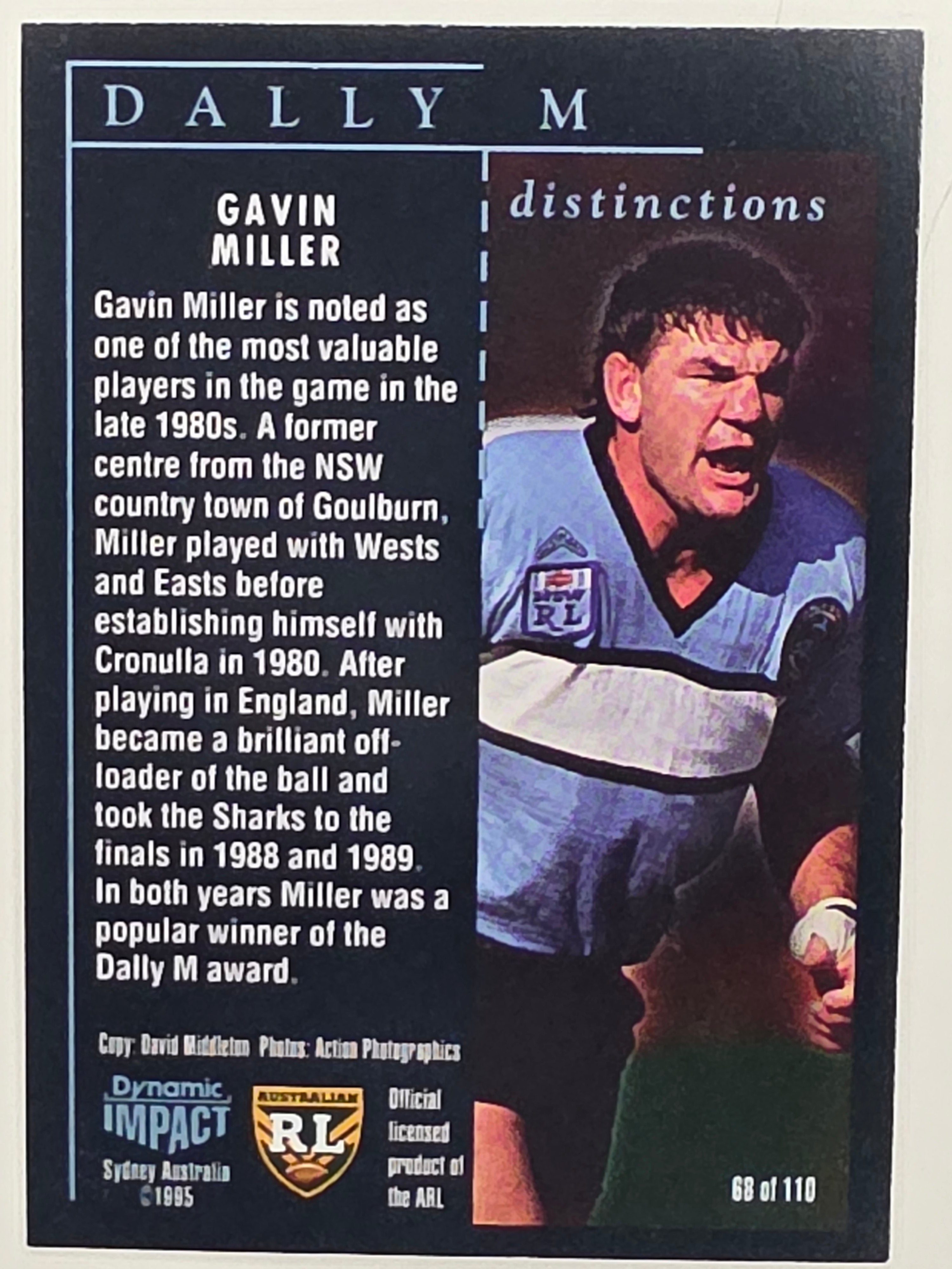 1995 Dynamic Series 3 Winfield Cup Tribute #068 Gavin Miller Cronulla Sutherland Sharks