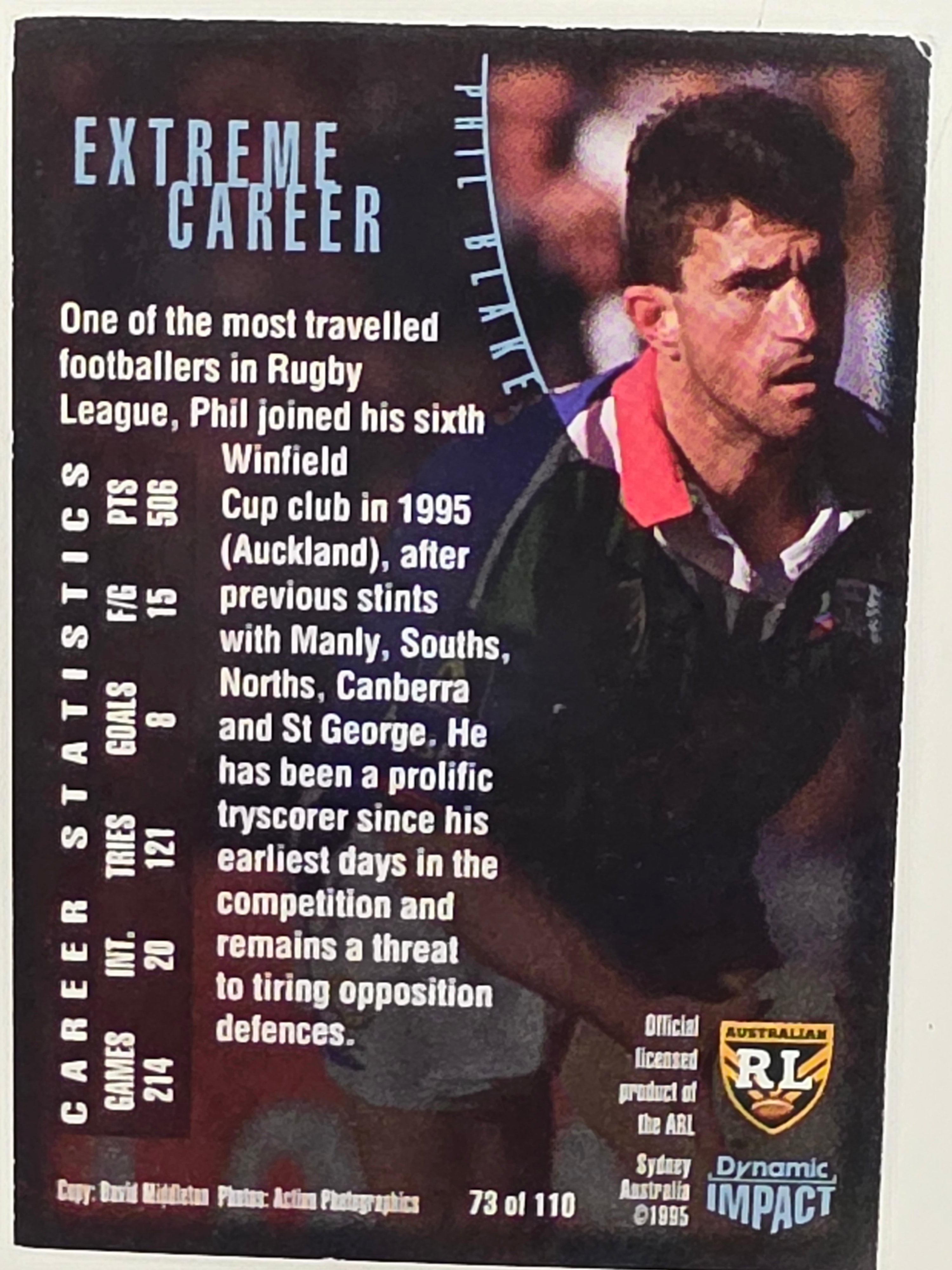 1995 Dynamic Series 3 Winfield Cup Tribute #073 Phil Blake Auckland Warriors