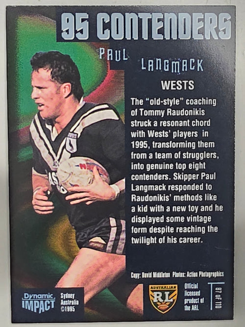 1995 Dynamic Series 3 Winfield Cup Tribute #087 Paul Langmack Western Suburbs Magpies